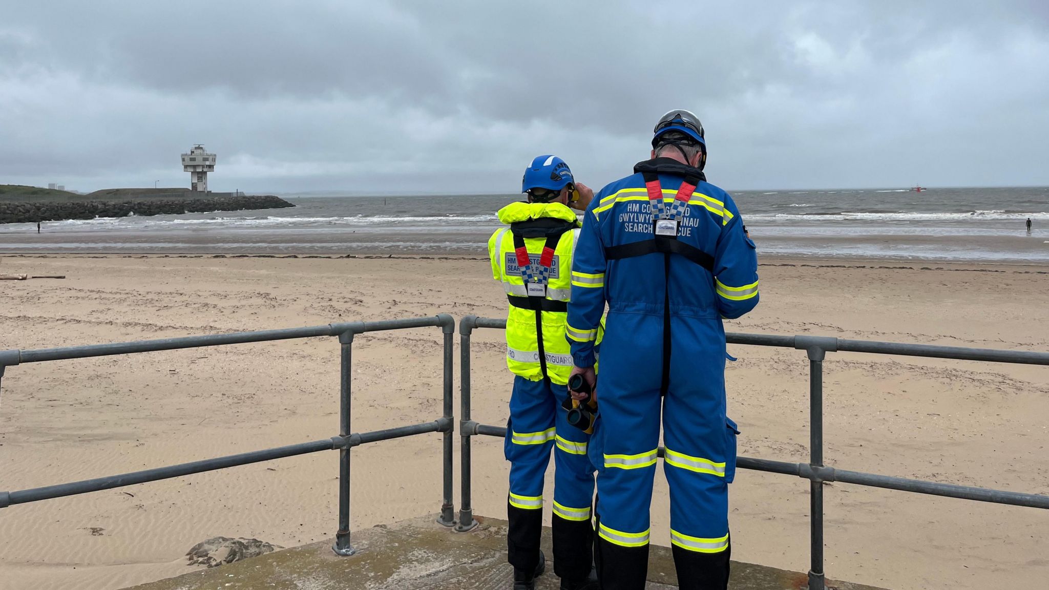 Emergency services at the scene on Crosby Beach