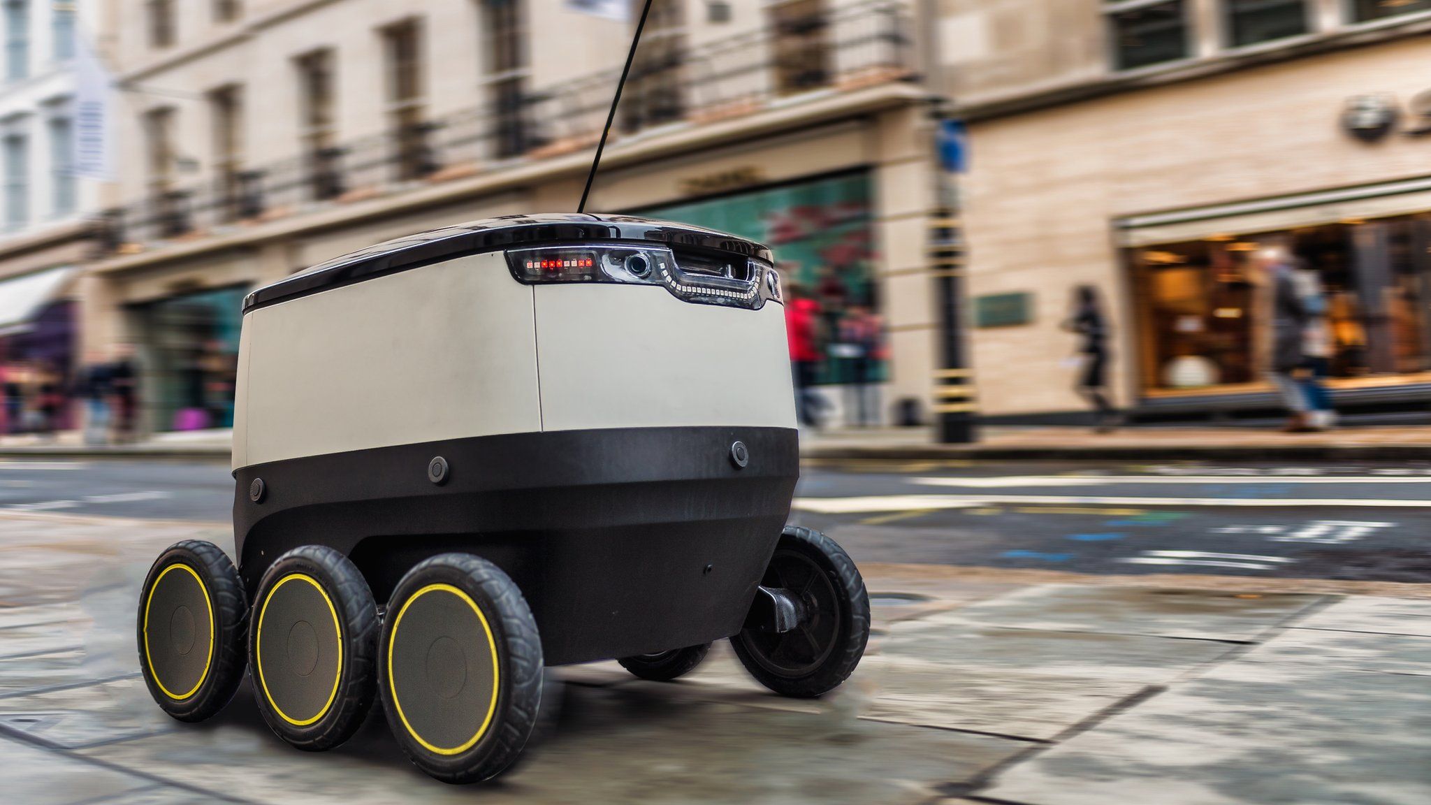 Self-driving robot navigating London street
