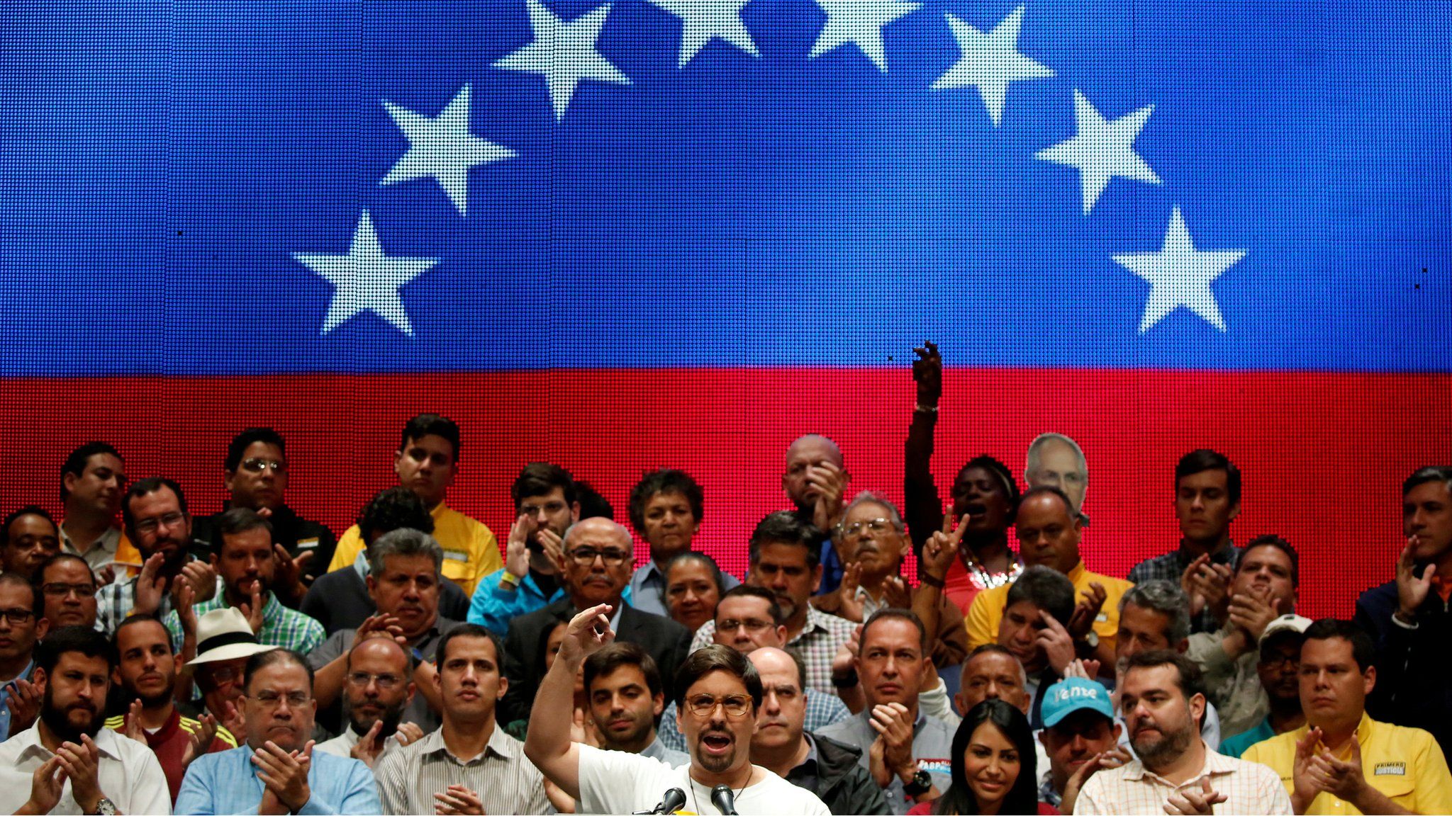 Opposition leader Freddy Guevara addresses a rally in Caracas. 17 July 2017