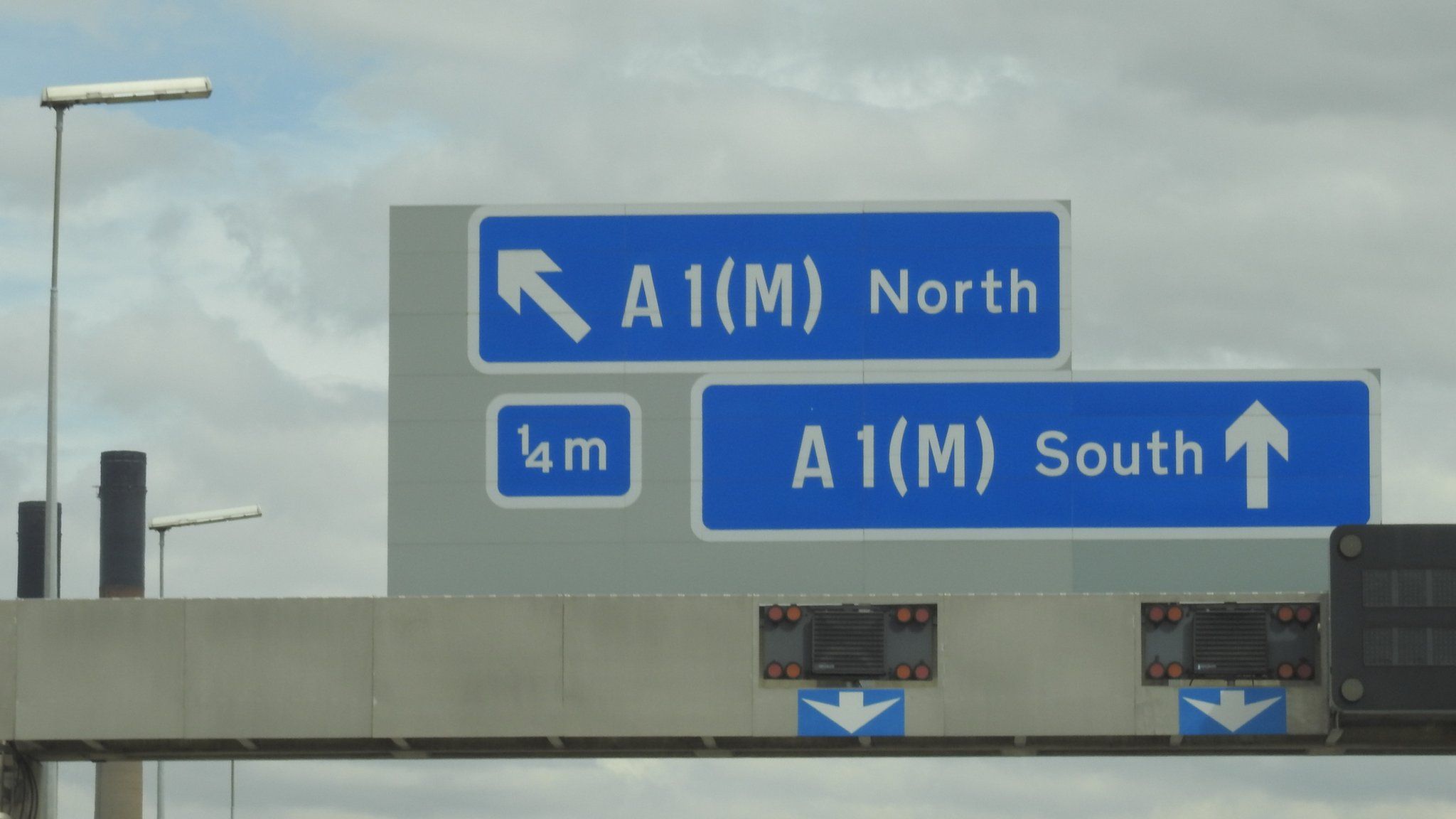 north south motorway sign