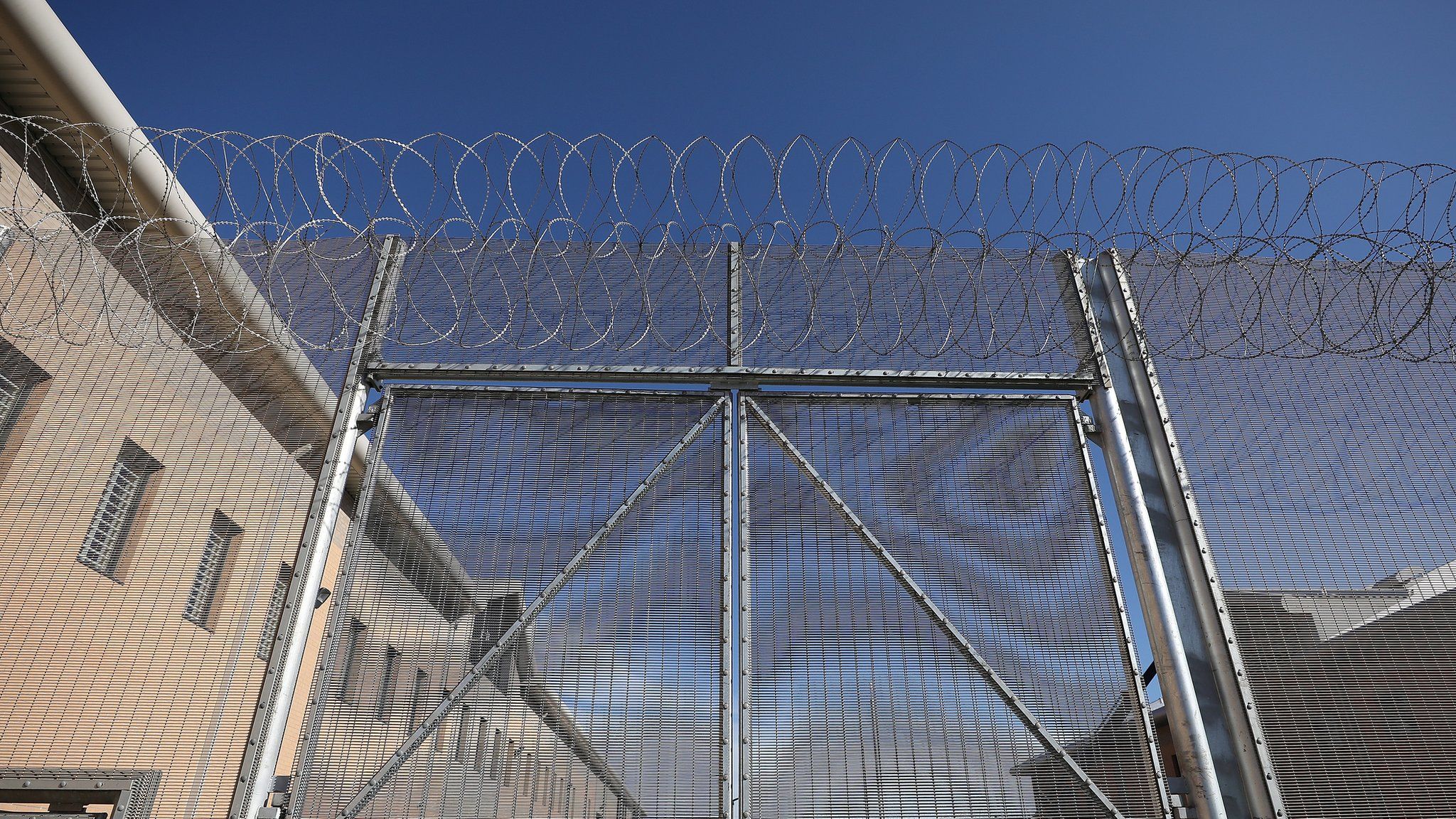 Barbed wire outside Berwyn prison