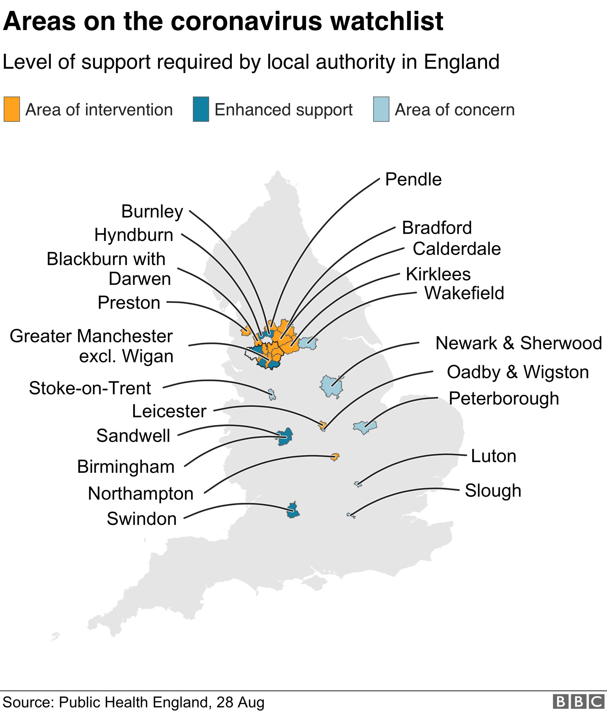 Map showing areas of concern