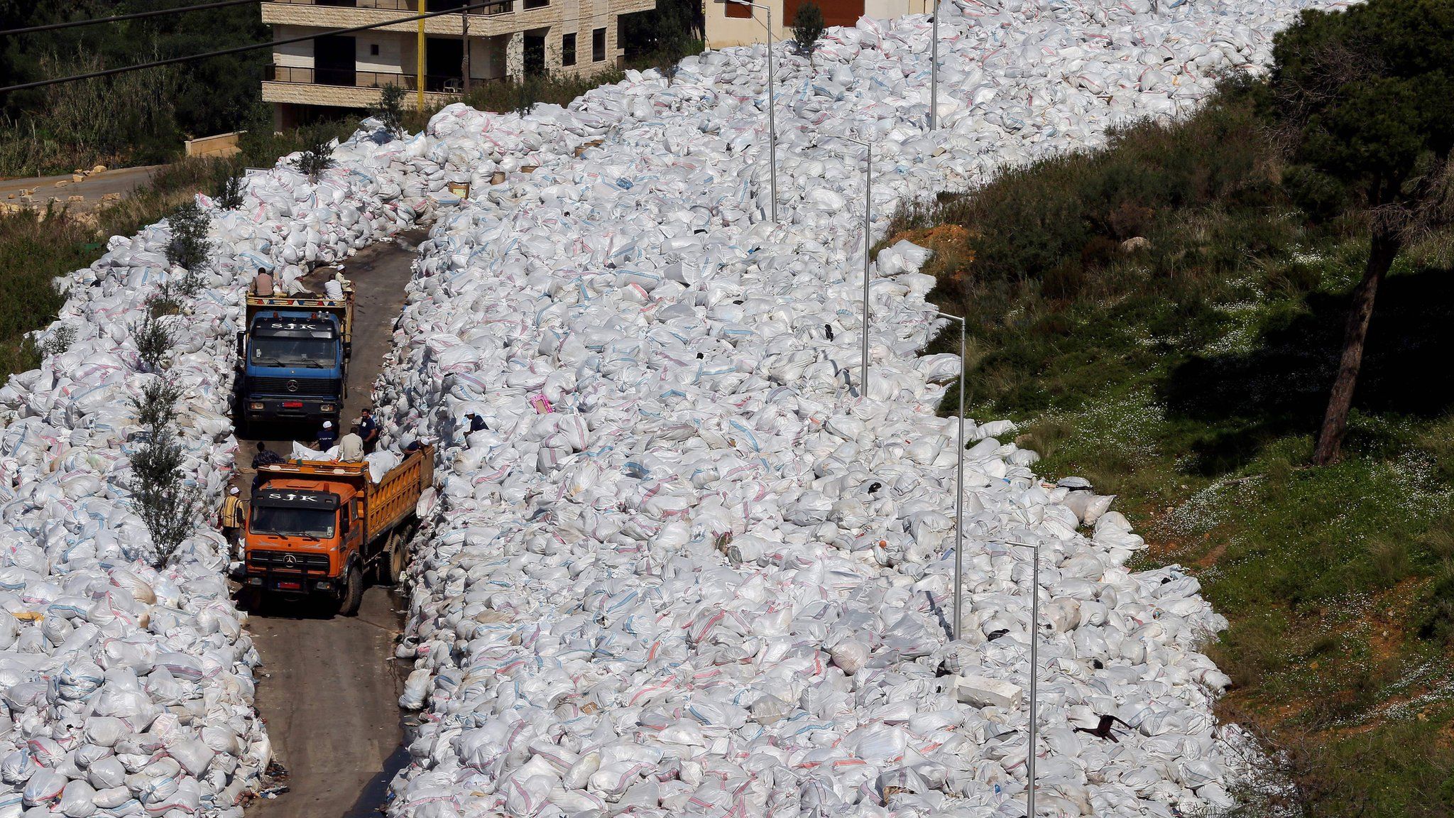 Waste on a street in Beirut's northern suburb of Jdeideh on February 25, 2016.