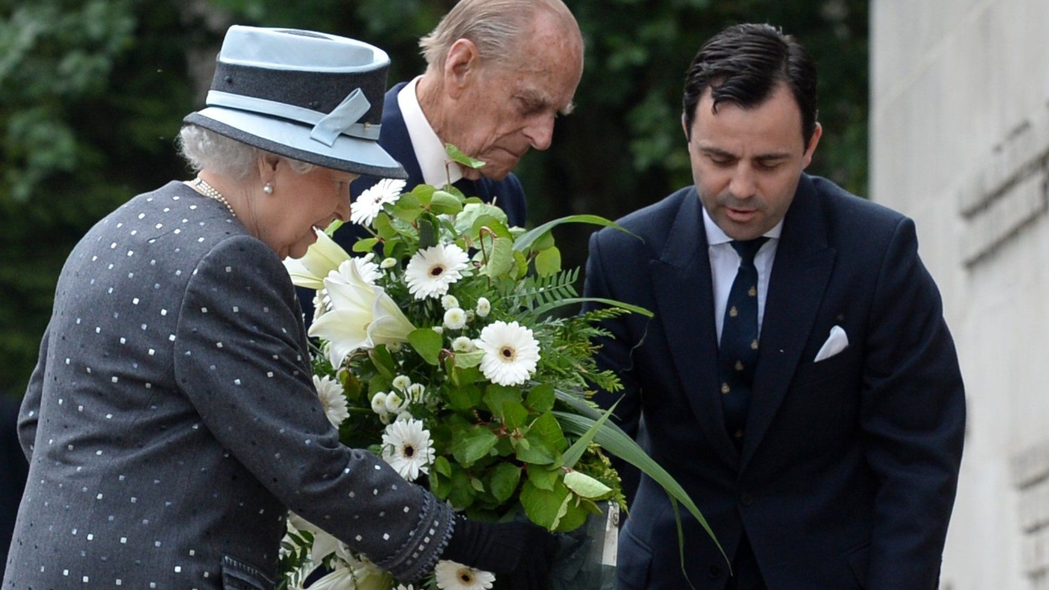 Queen and Prince Philip at Bergen-Belsen