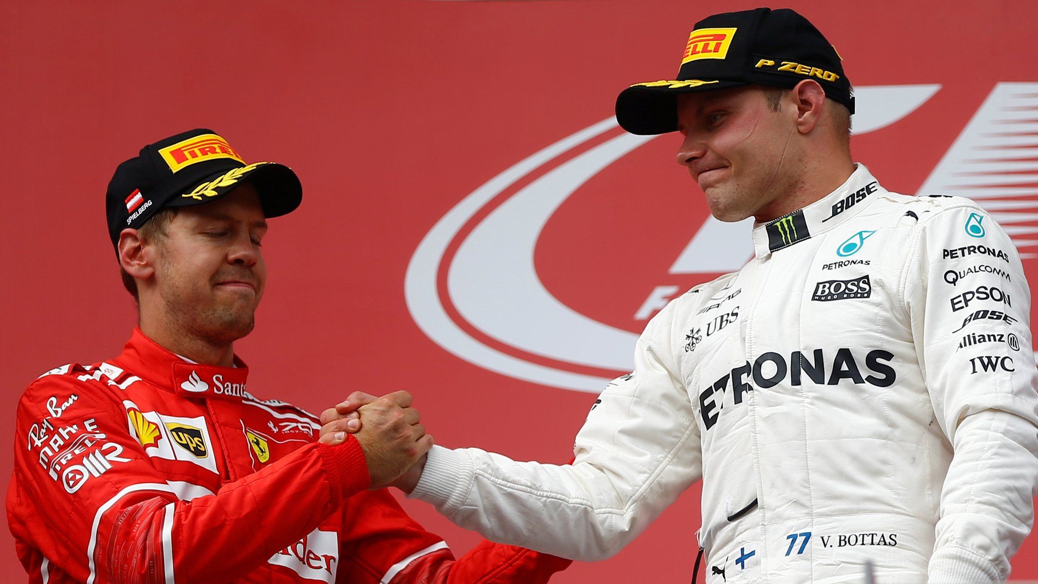Valtteri Bottas and Sebastian Vettel on the podium
