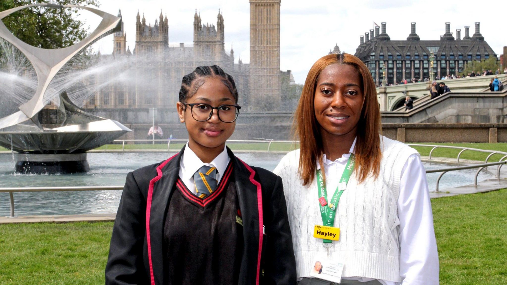 Student Breanna, 16, stood with project lead Hayley Robinson-Allen