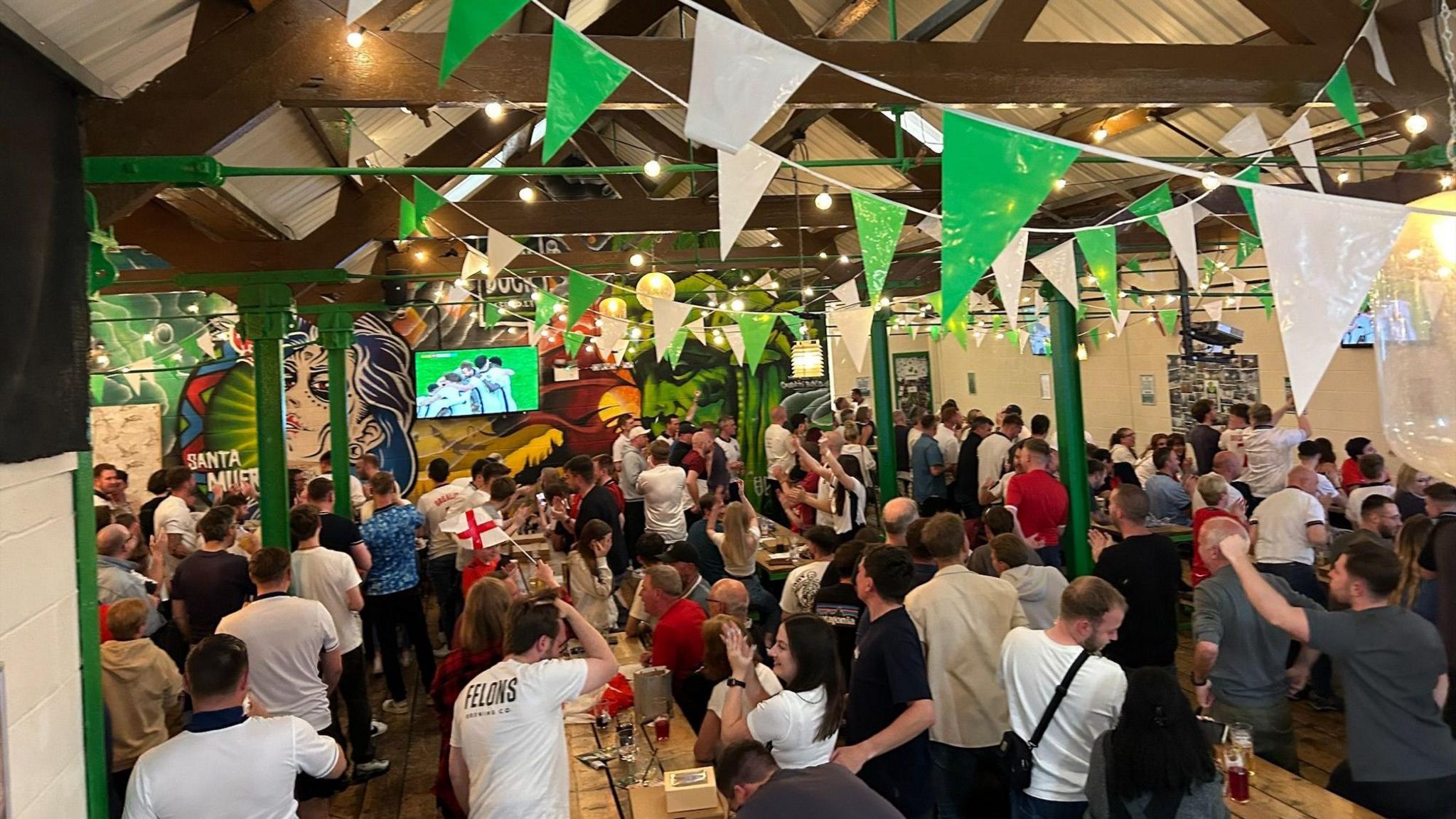 England fans at the brewery for the game
