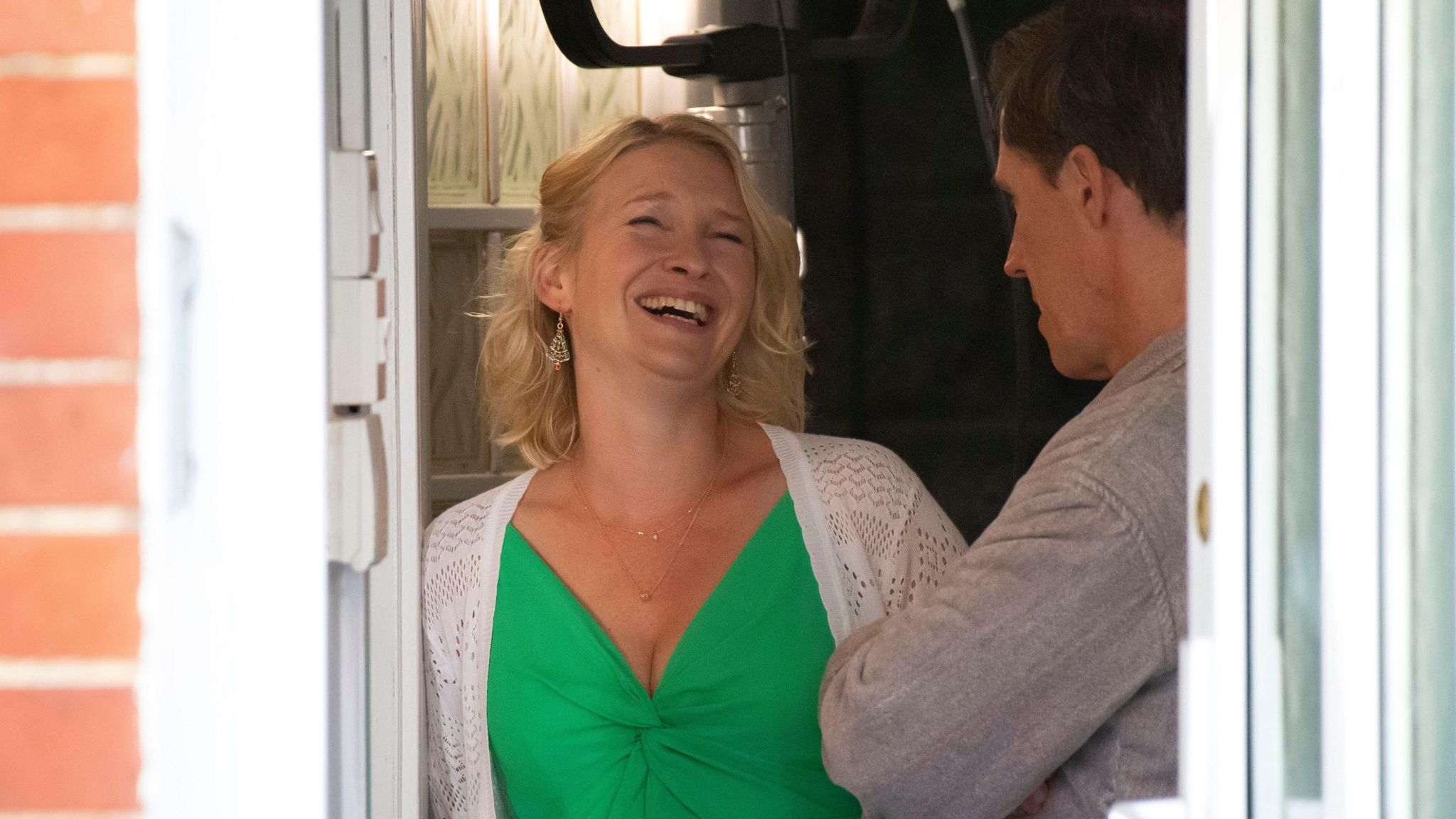 Joanna Page and Rob Brydon on the set of Gavin & Stacey.