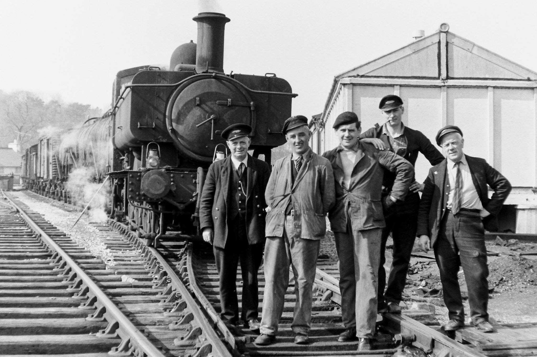 Railway staff in Aberaeron in 1965