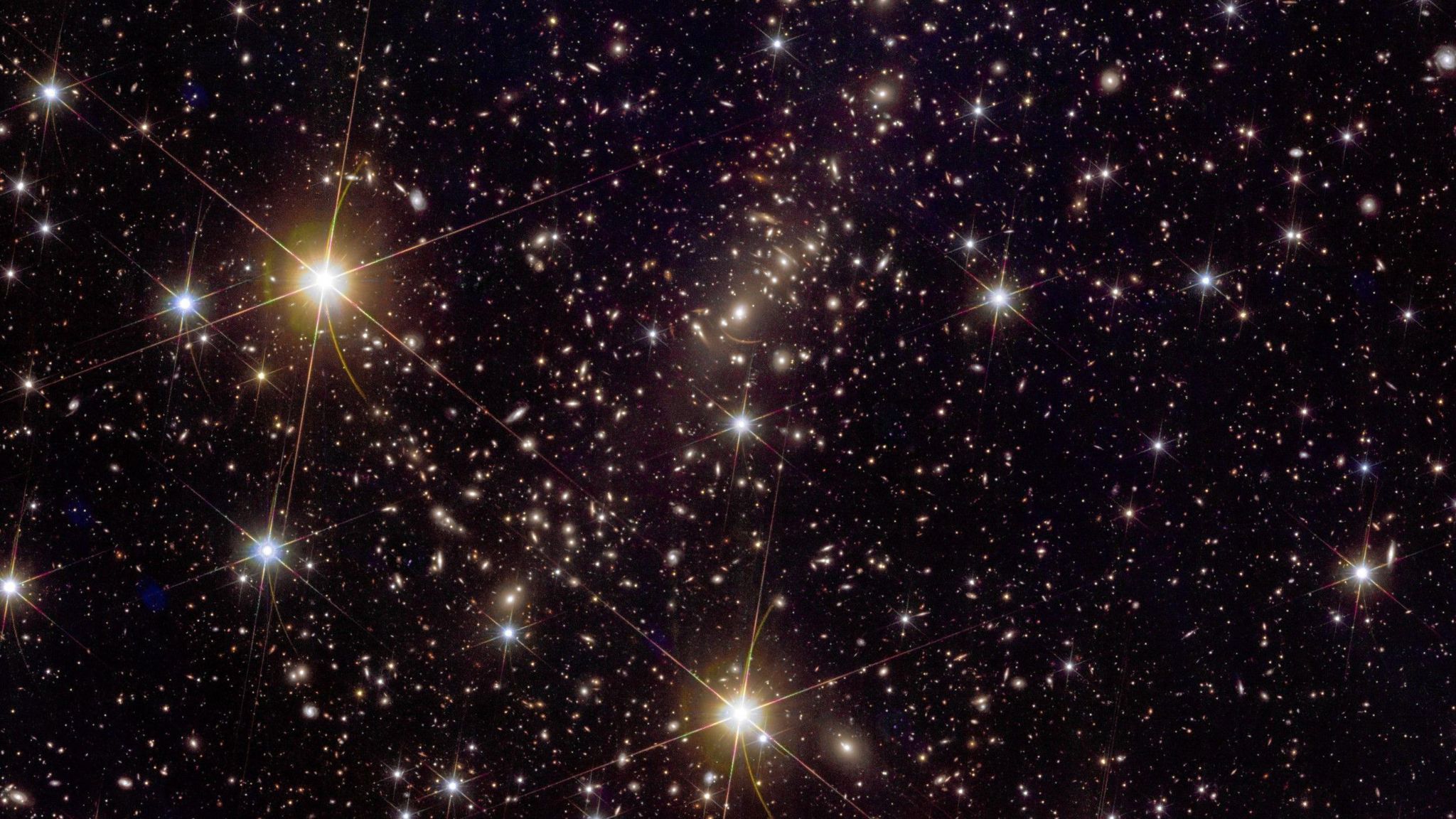 A smaller, close-up cutout from a wider frame featuring galaxy cluster Abell 2390