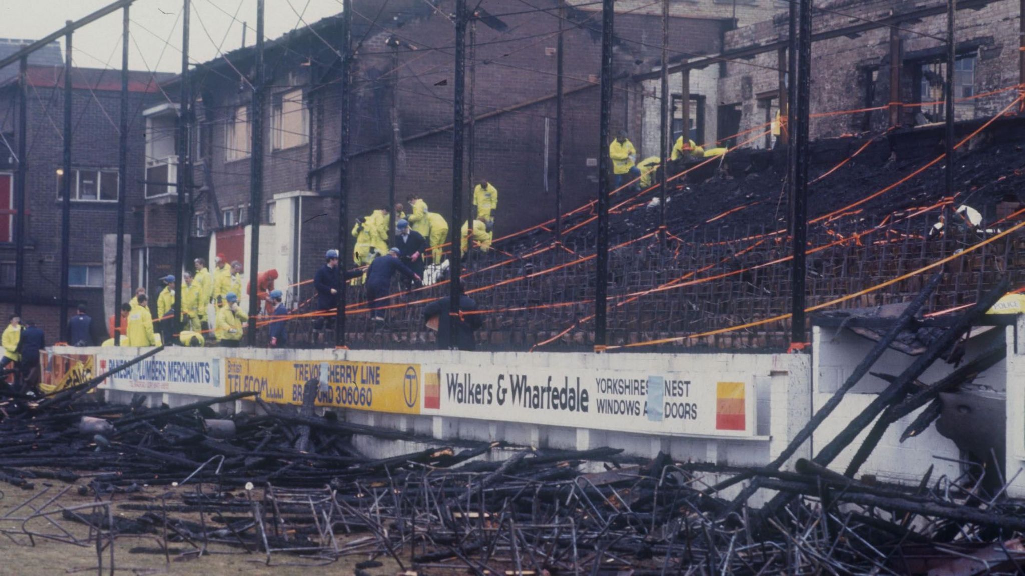 Aftermath of the fire at the football stadium