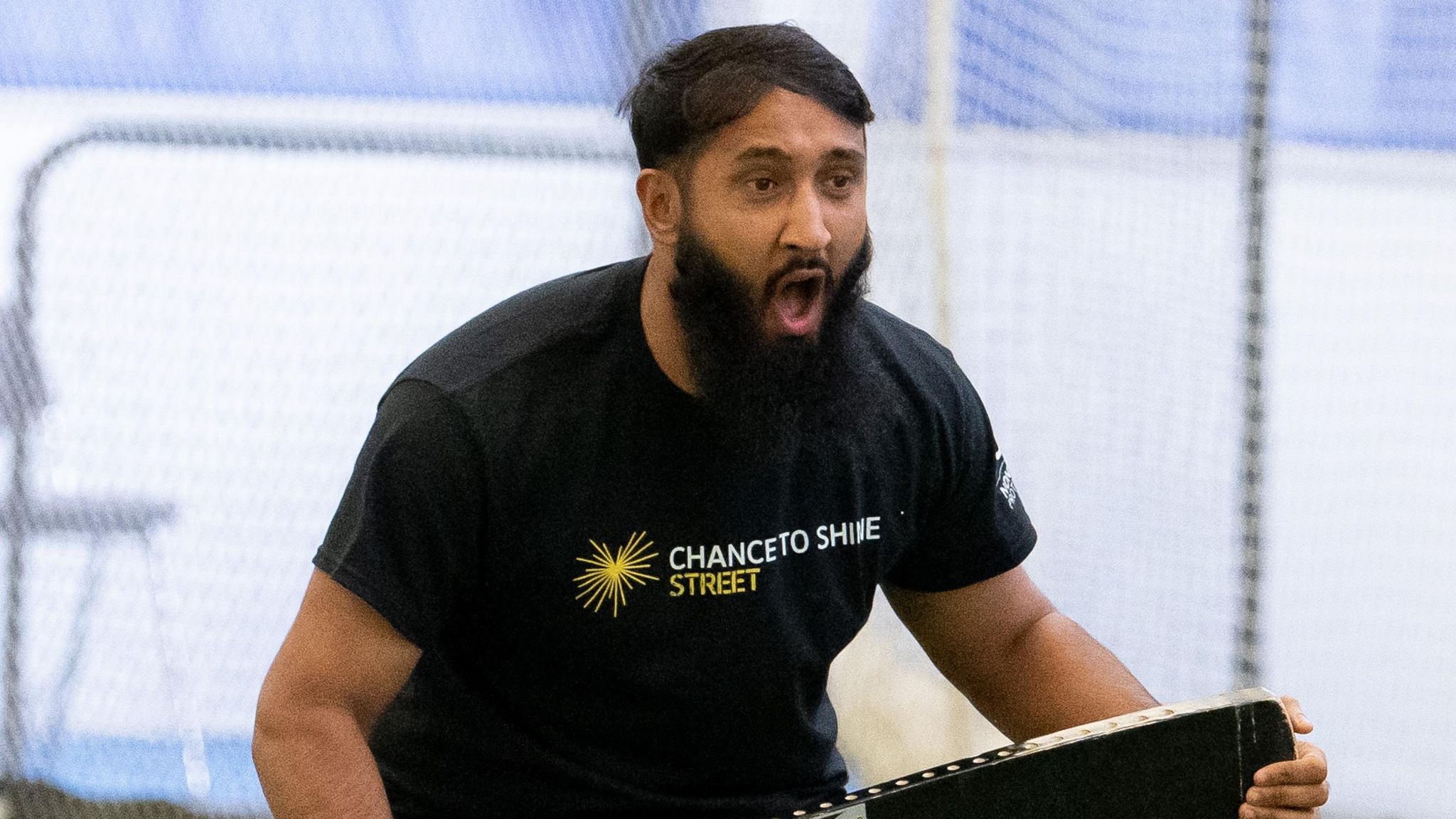 Bilal Raja with a cricket bat