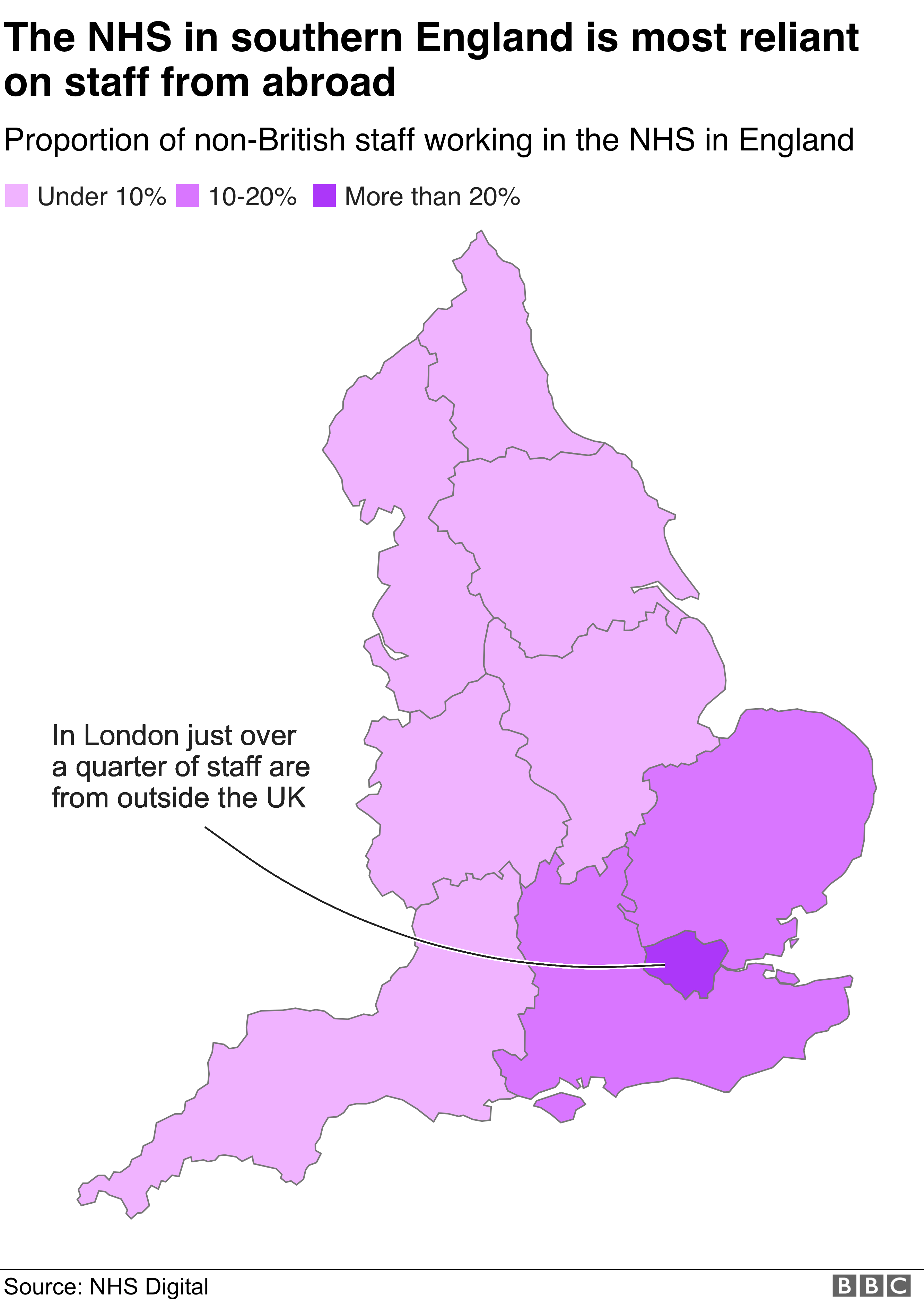 Map showing NHS workforce in UK