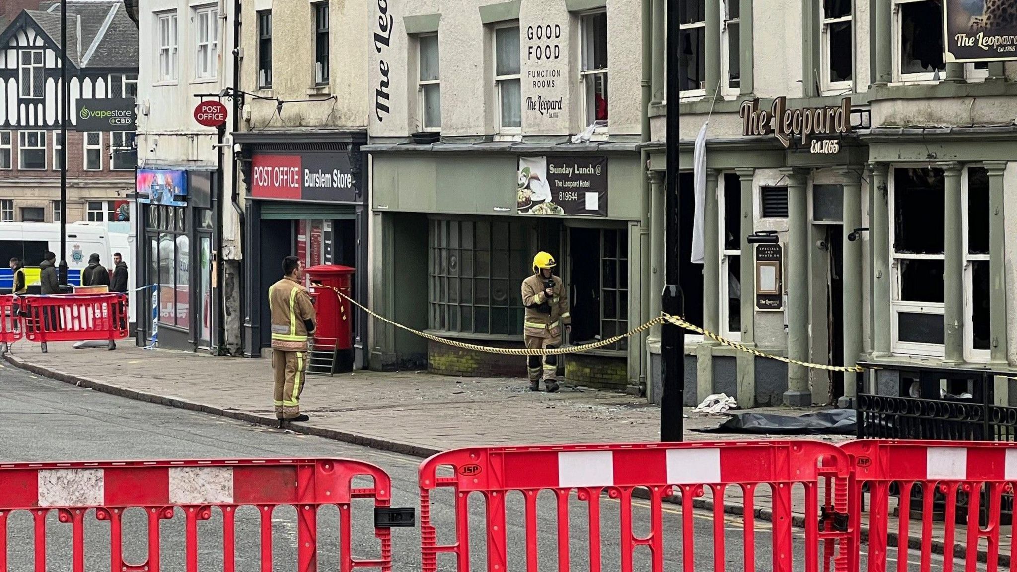 firefighters at The Leopard pub