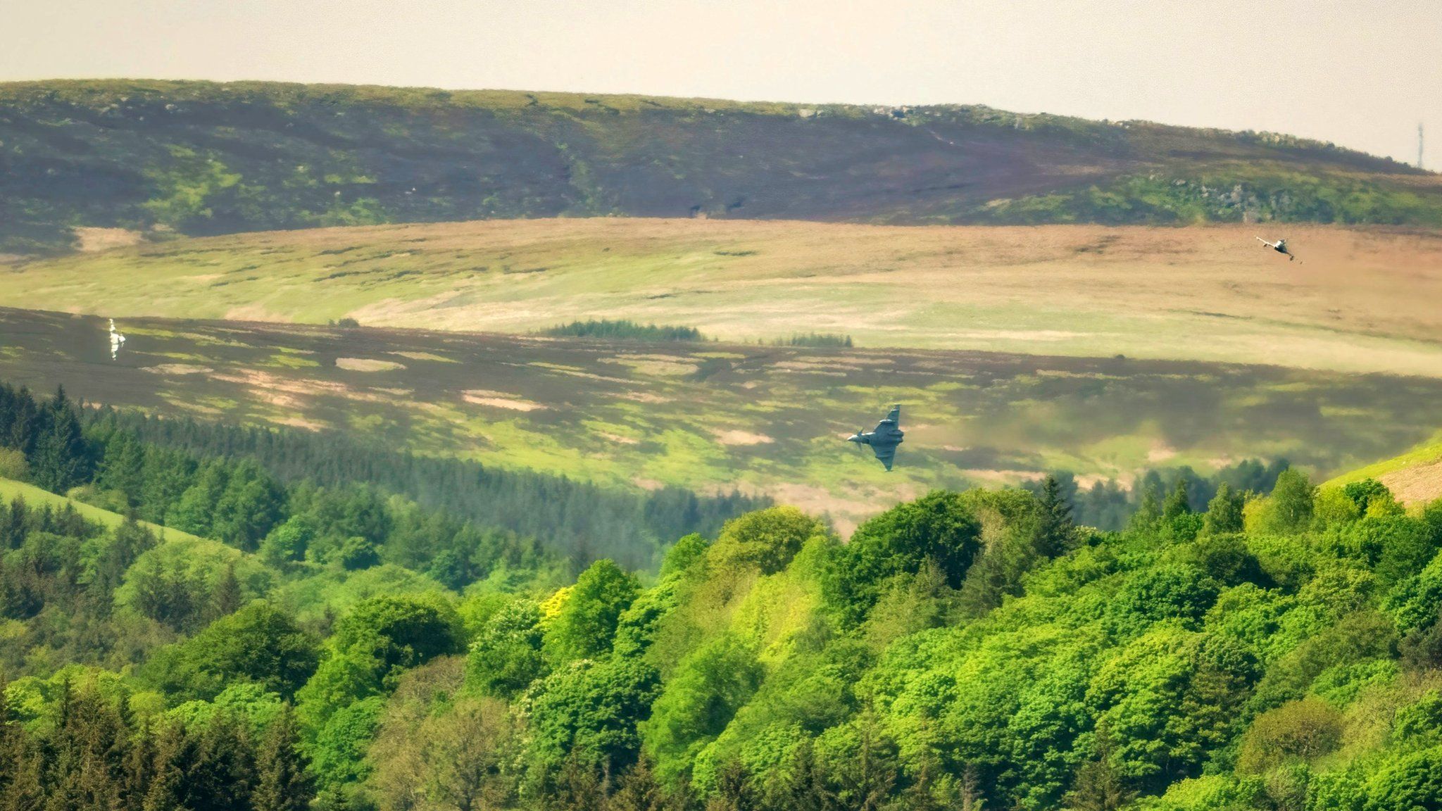 RAF Typhoons flying over Hathersage in Derbyshire