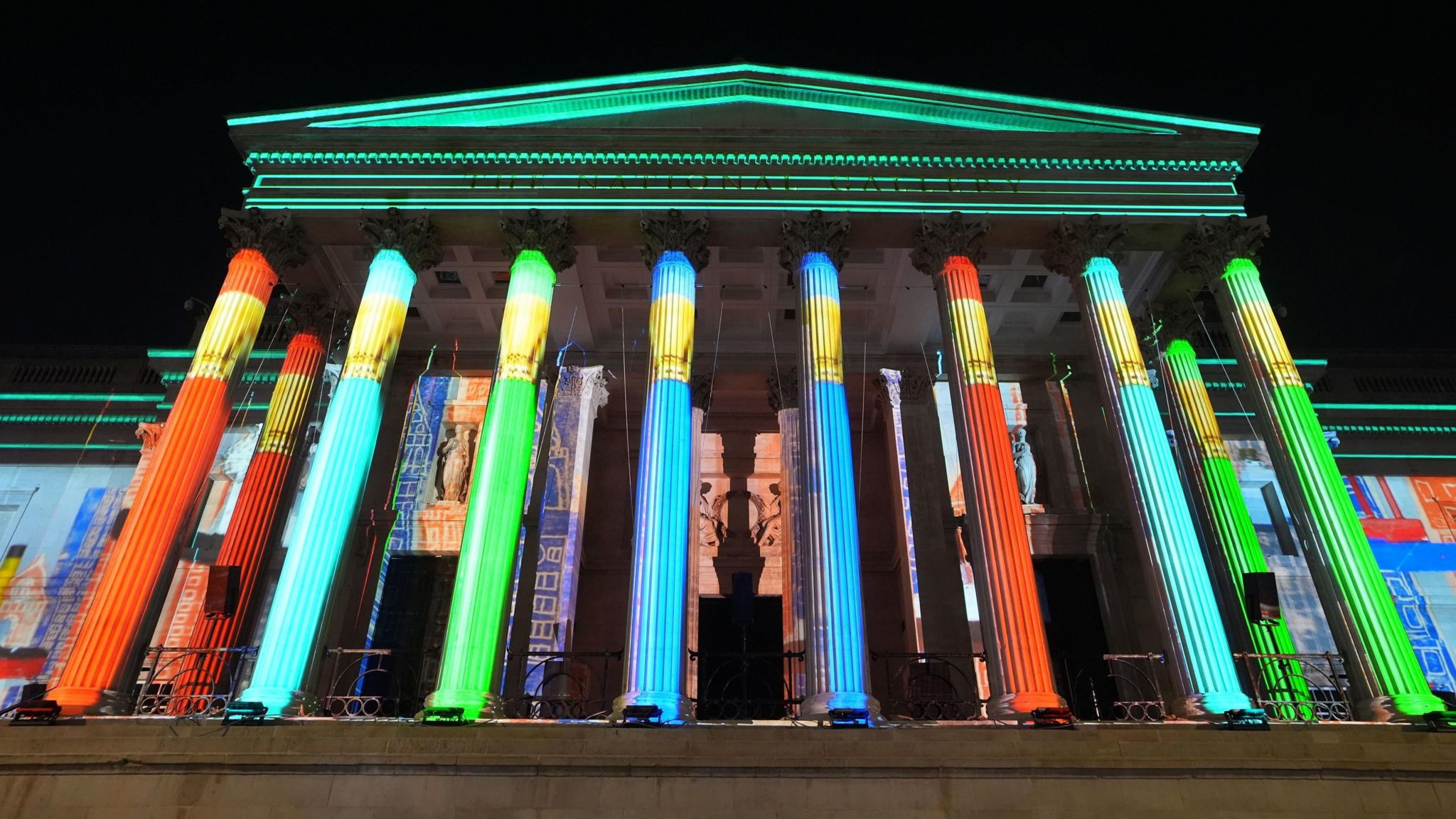 A light show featuring projections of paintings from the gallery and the story of its history illuminate the National Gallery