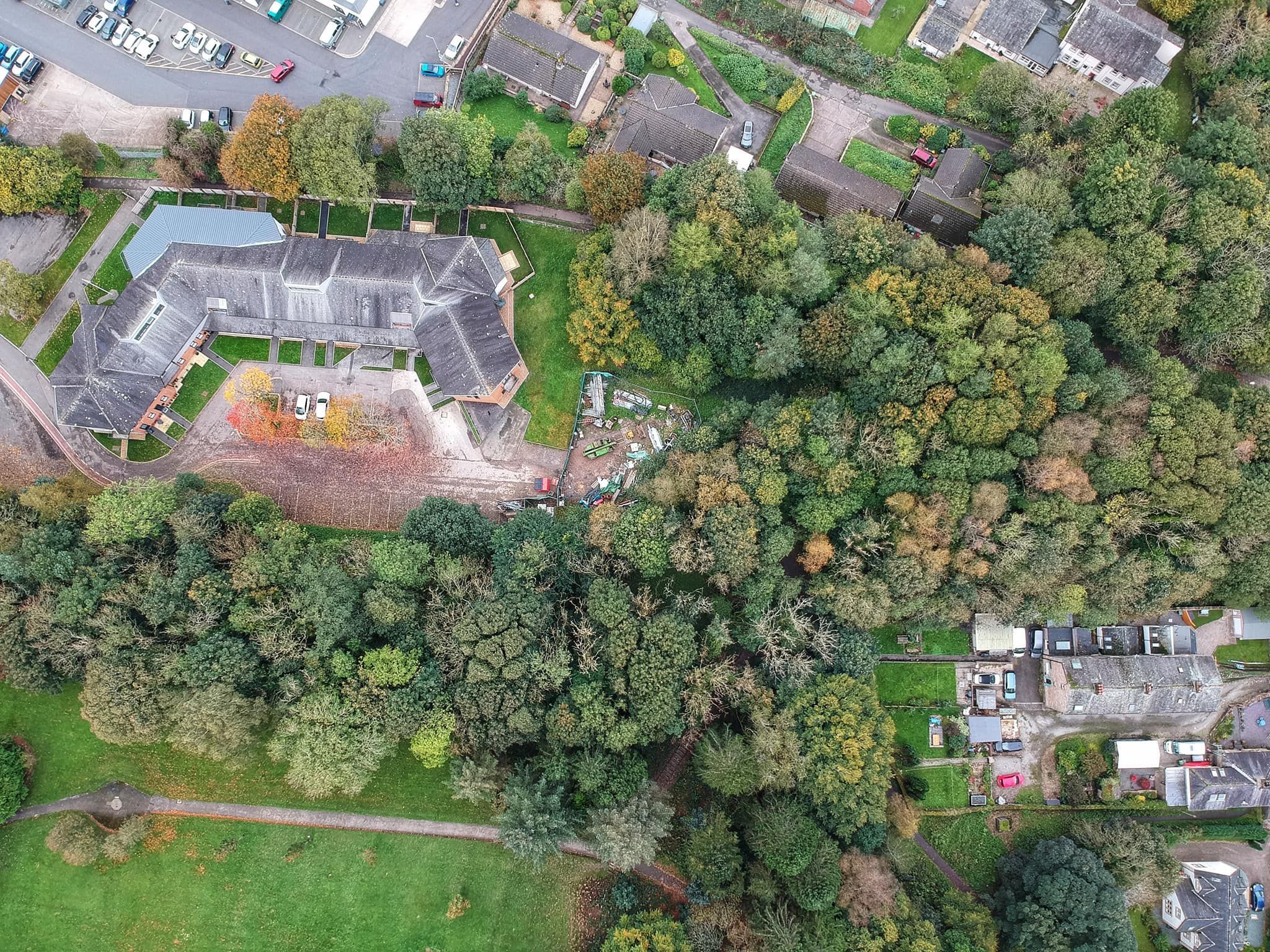 An aerial shot of the site