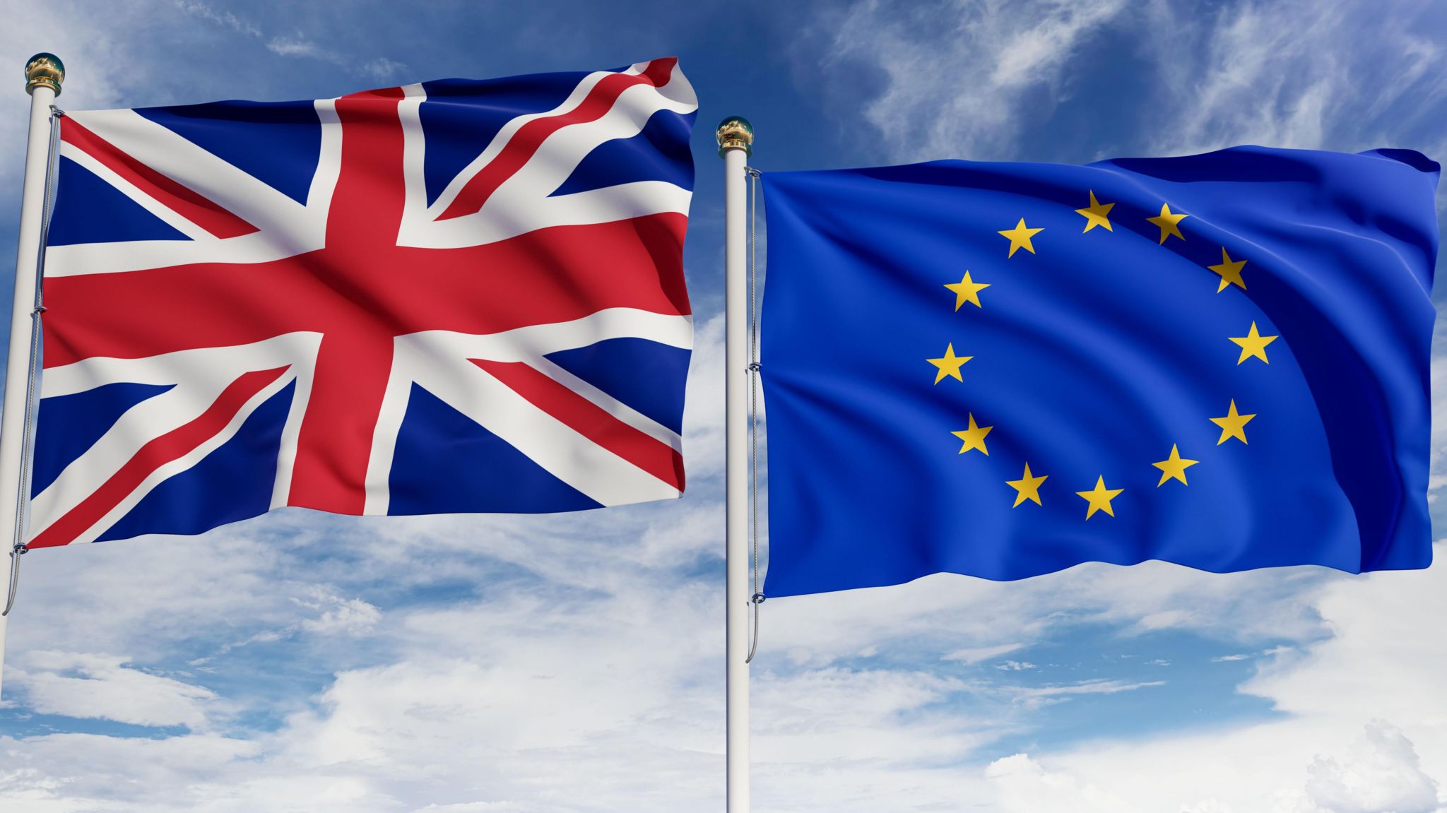 The UK flag and the EU flag