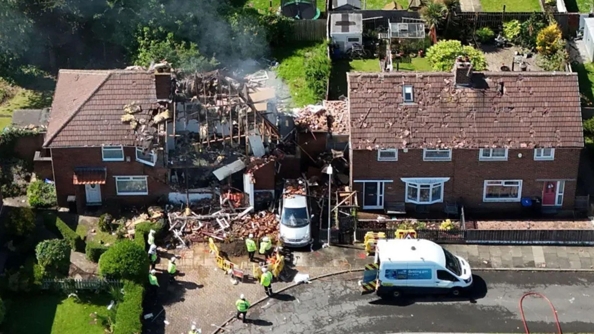 Scene of house explosion after blast destroyed house 