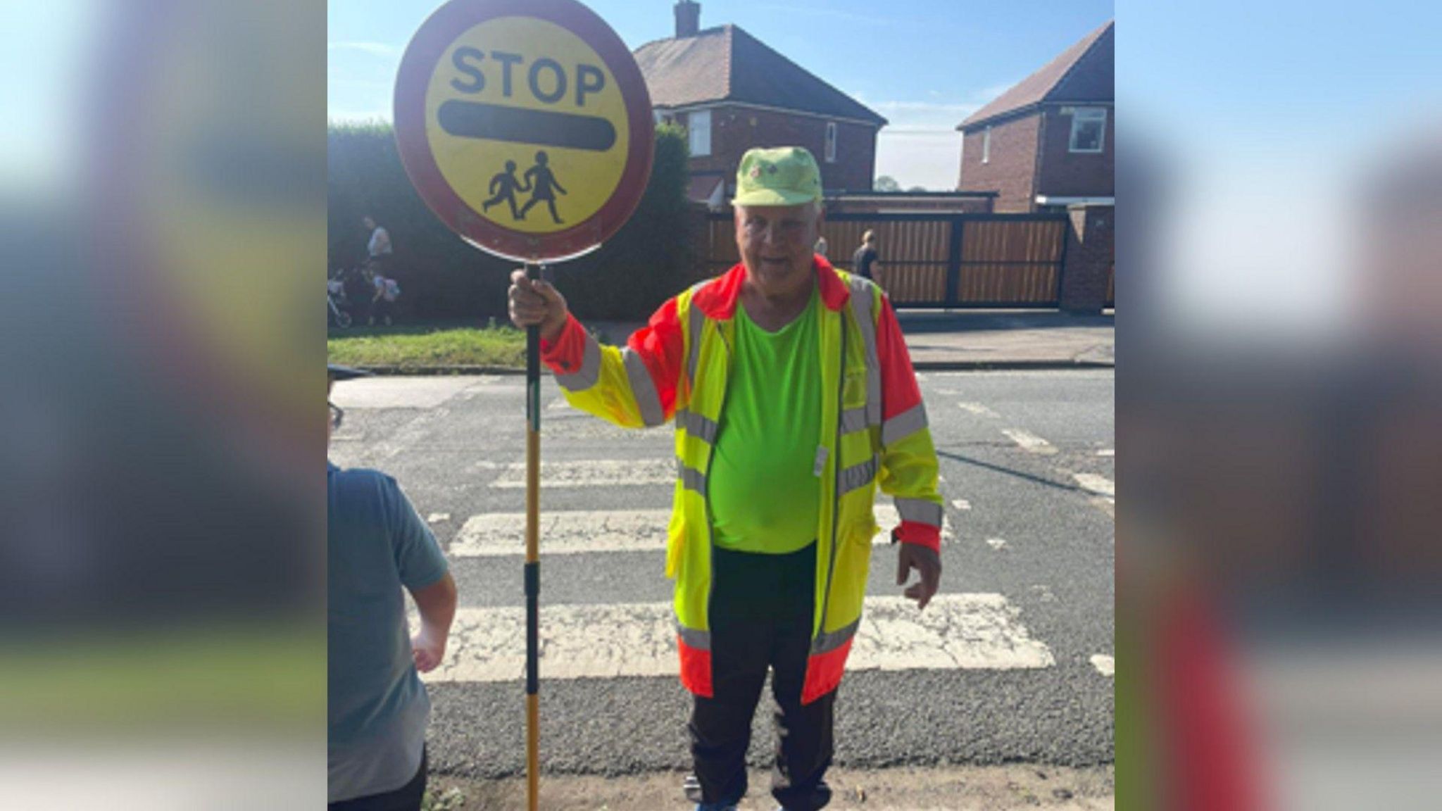 Brian Andrews patrolling the crossing at Anlaby Primary School