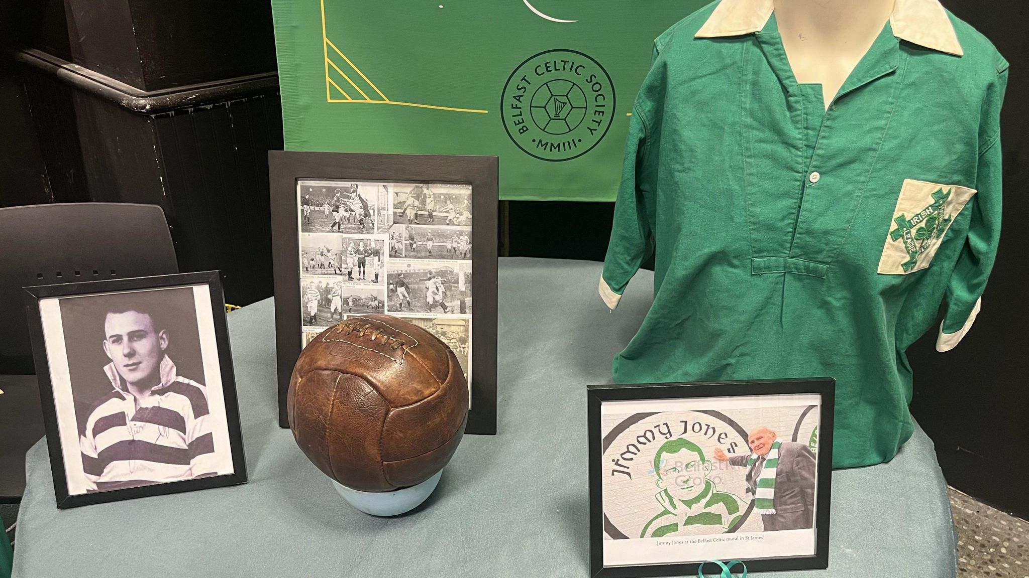 An exhibit dedicated to Jimmy Jones at the Belfast Celtic Museum 