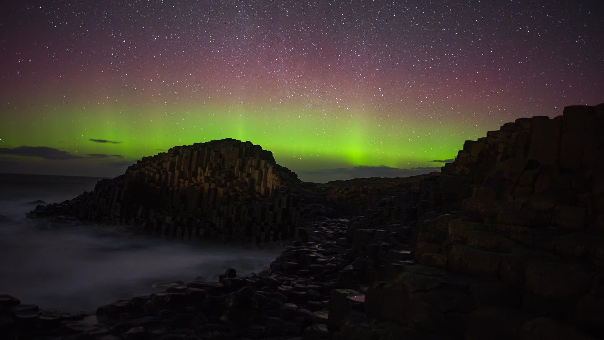 Northern Lights at Giant's Causeway