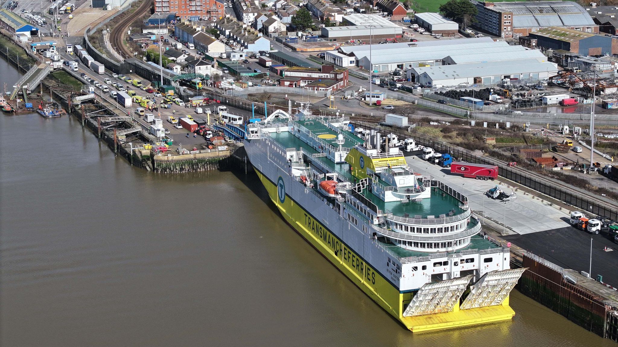 Newhaven port with a large emergency service presence