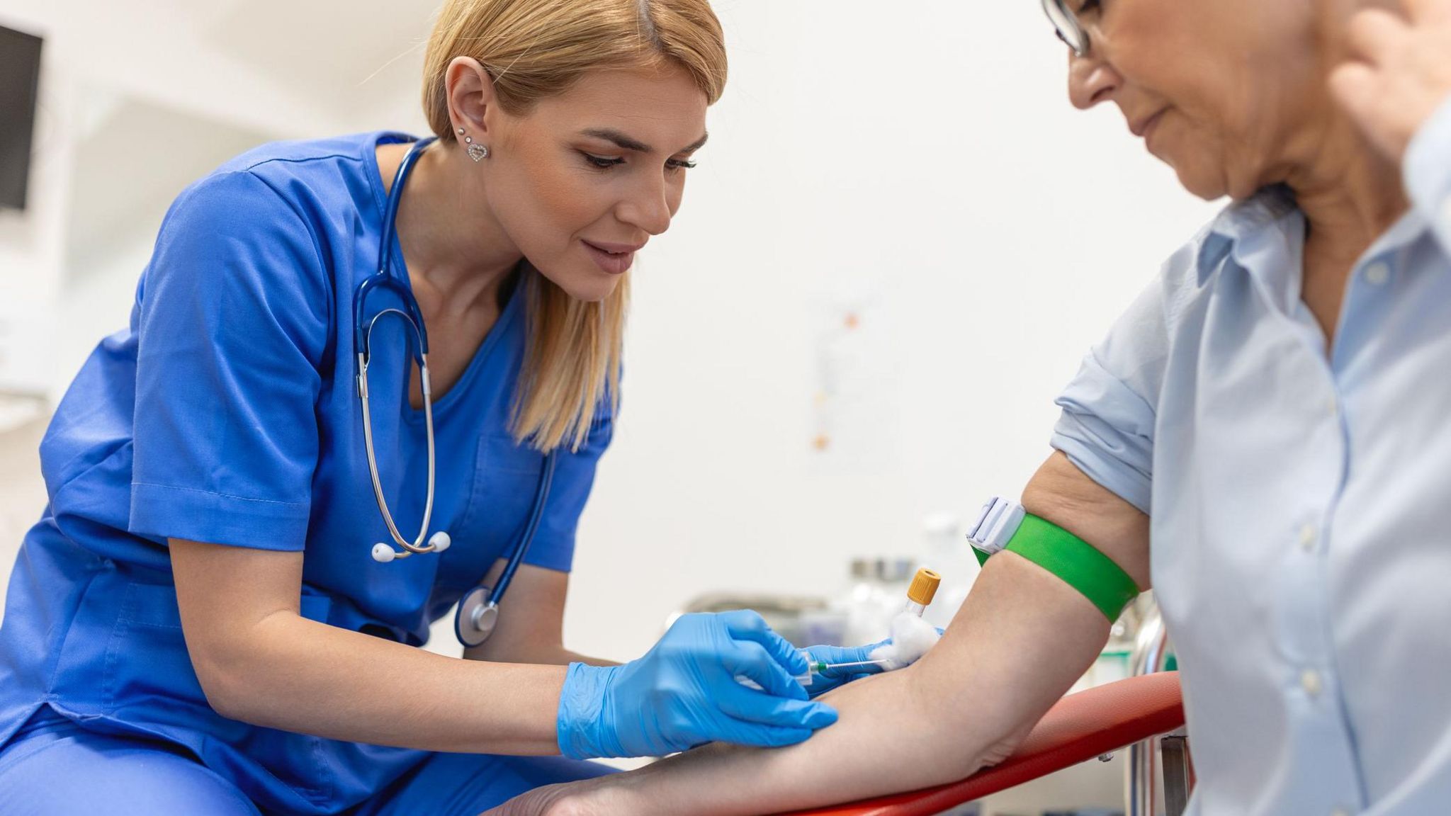 Woman giving blood