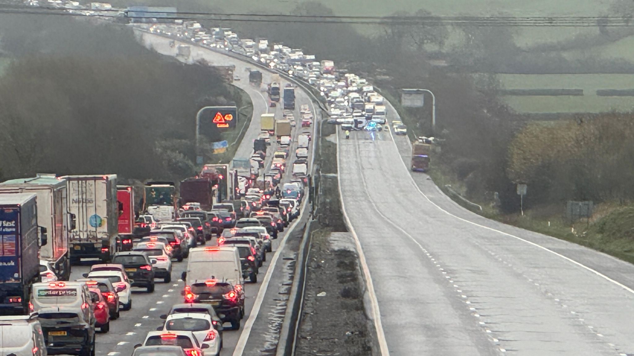 Traffic backing up on the M4