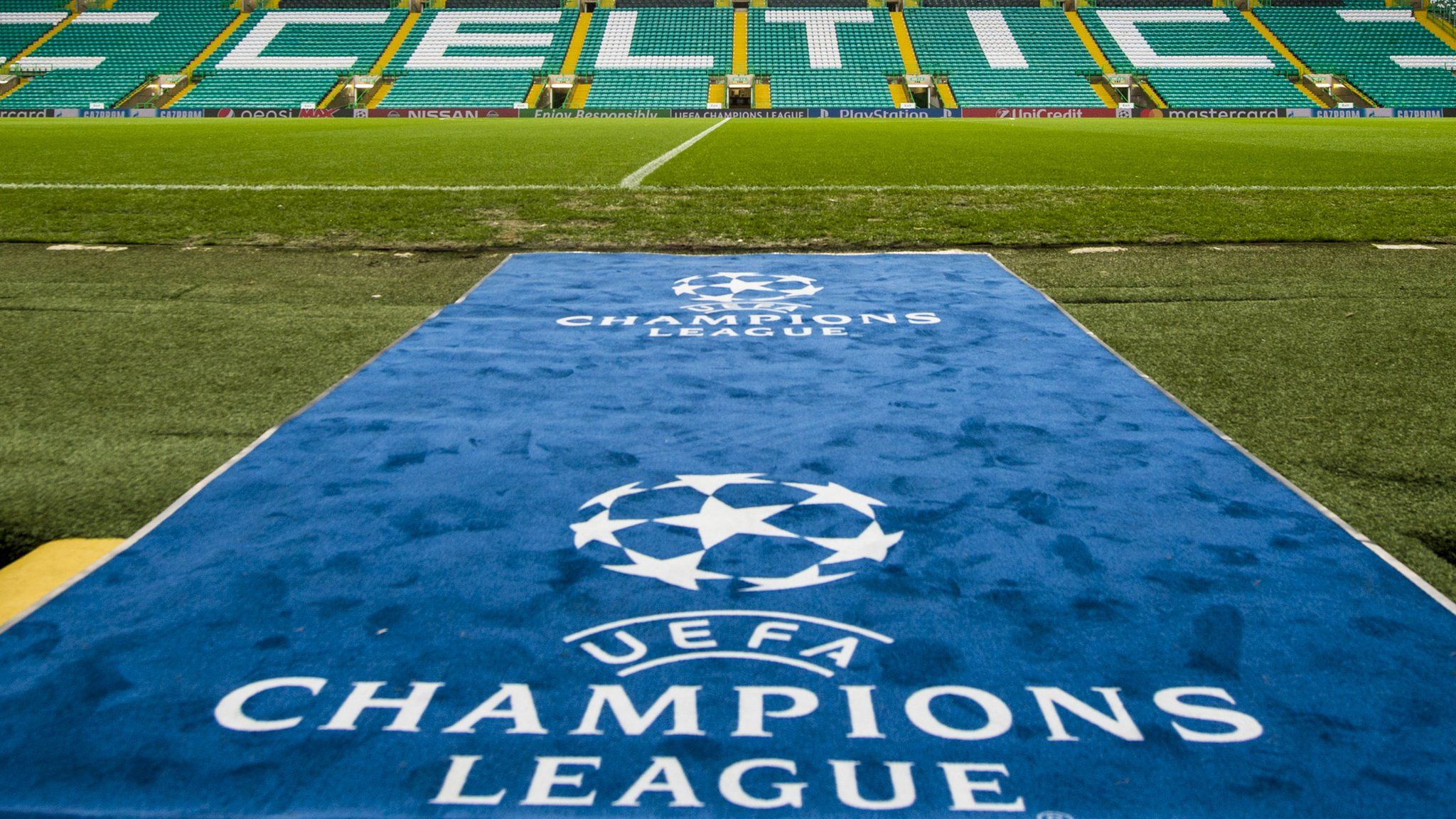 Champions League logo at Celtic Park