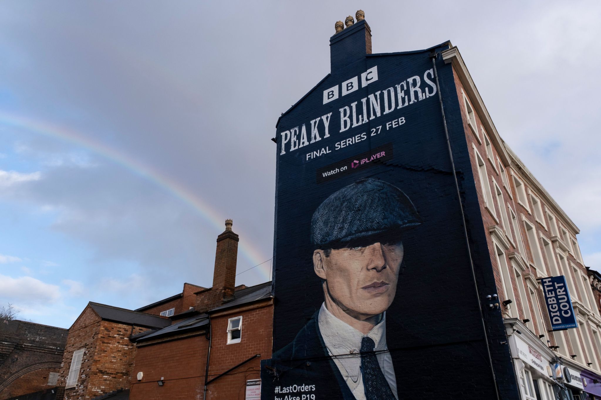 Peaky Blinders mural of the character Thomas Shelby played by actor Cillian Murphy