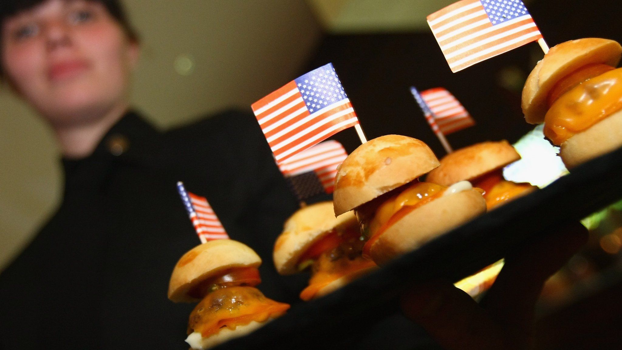 Burgers with US flags