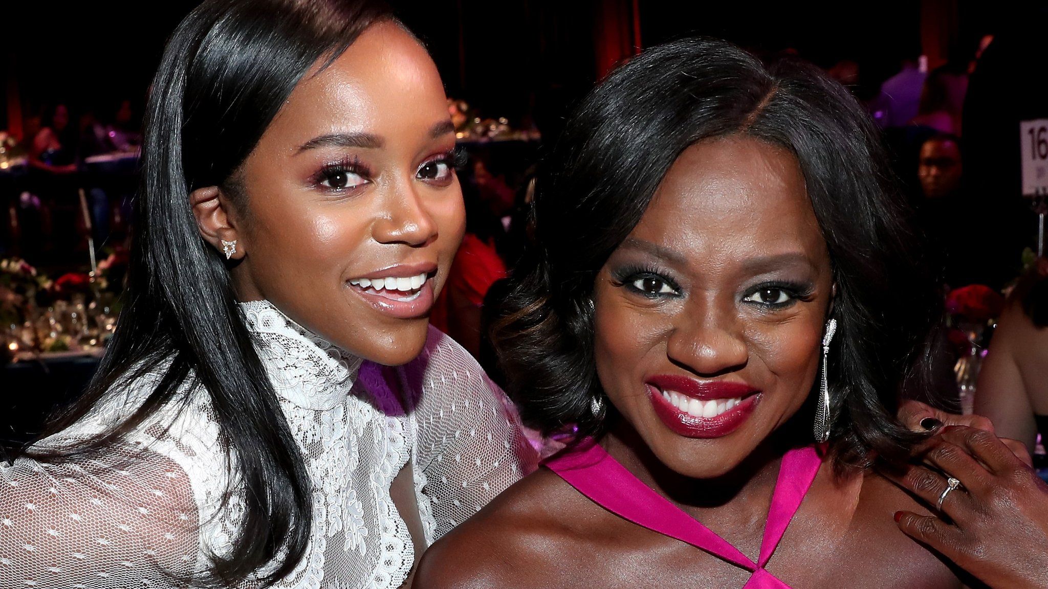 Aja Naomi King and Viola Davis at the Black Women in Hollywood Awards