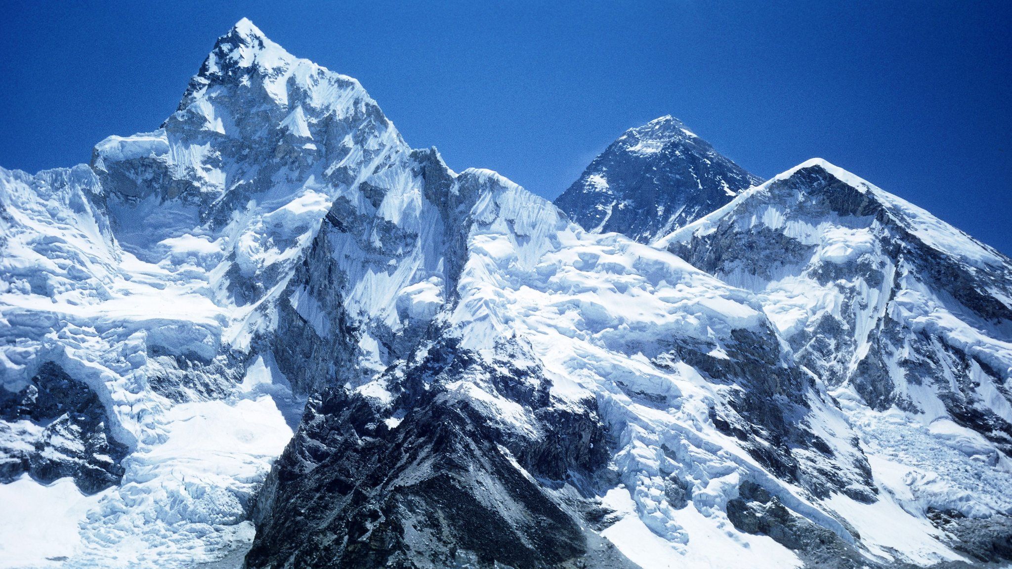 Mount Everest with the Khumbu Glacier and Nuptse in foreground viewed from Kala Pattar