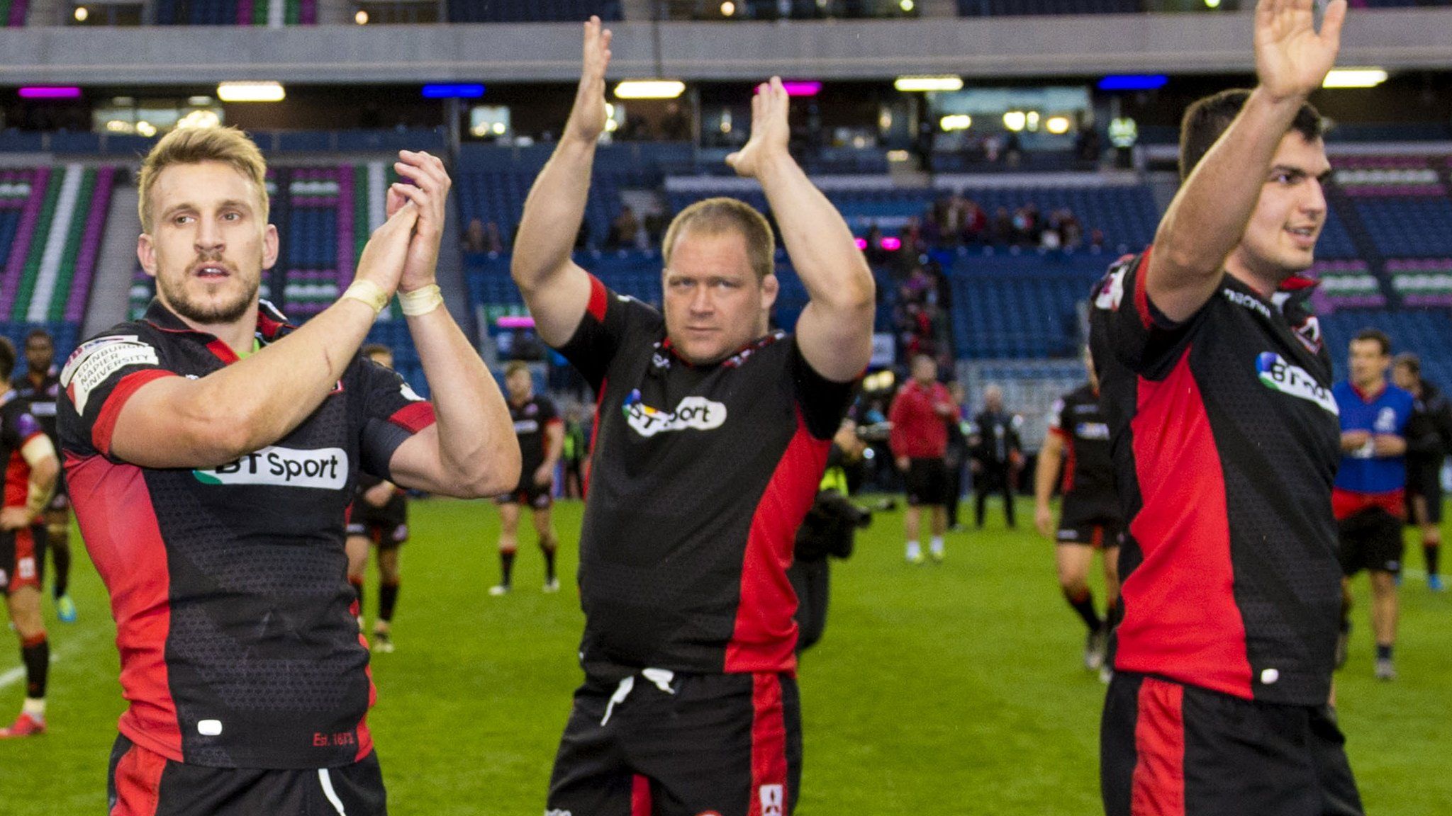 Edinburgh players salute their fans after a thrilling tussle