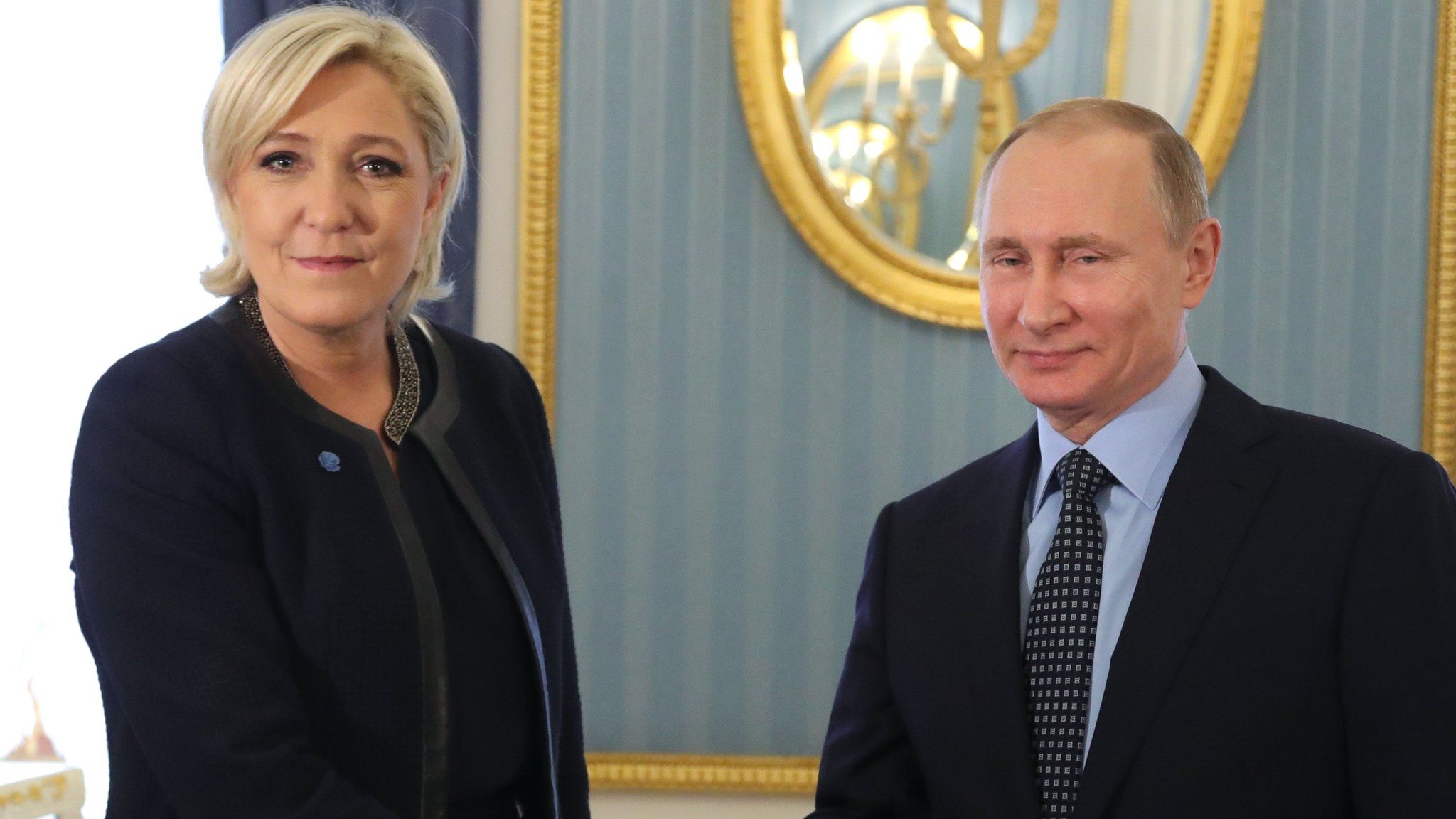 Russian President Vladimir Putin meets French presidential election candidate for the far-right Front National (FN) party Marine Le Pen