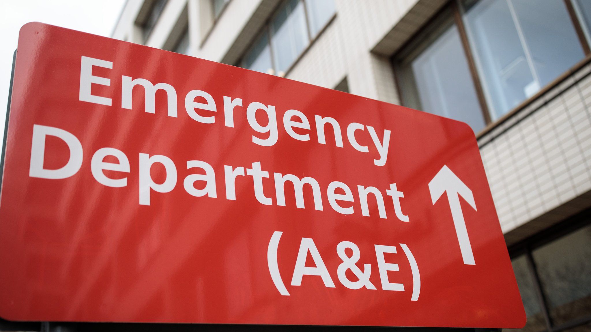 Sign for the A&E department at a UK hospital