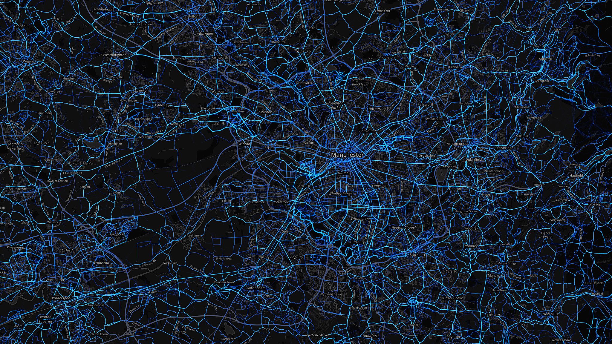 Manchester - running routes (by Strava users 2015)