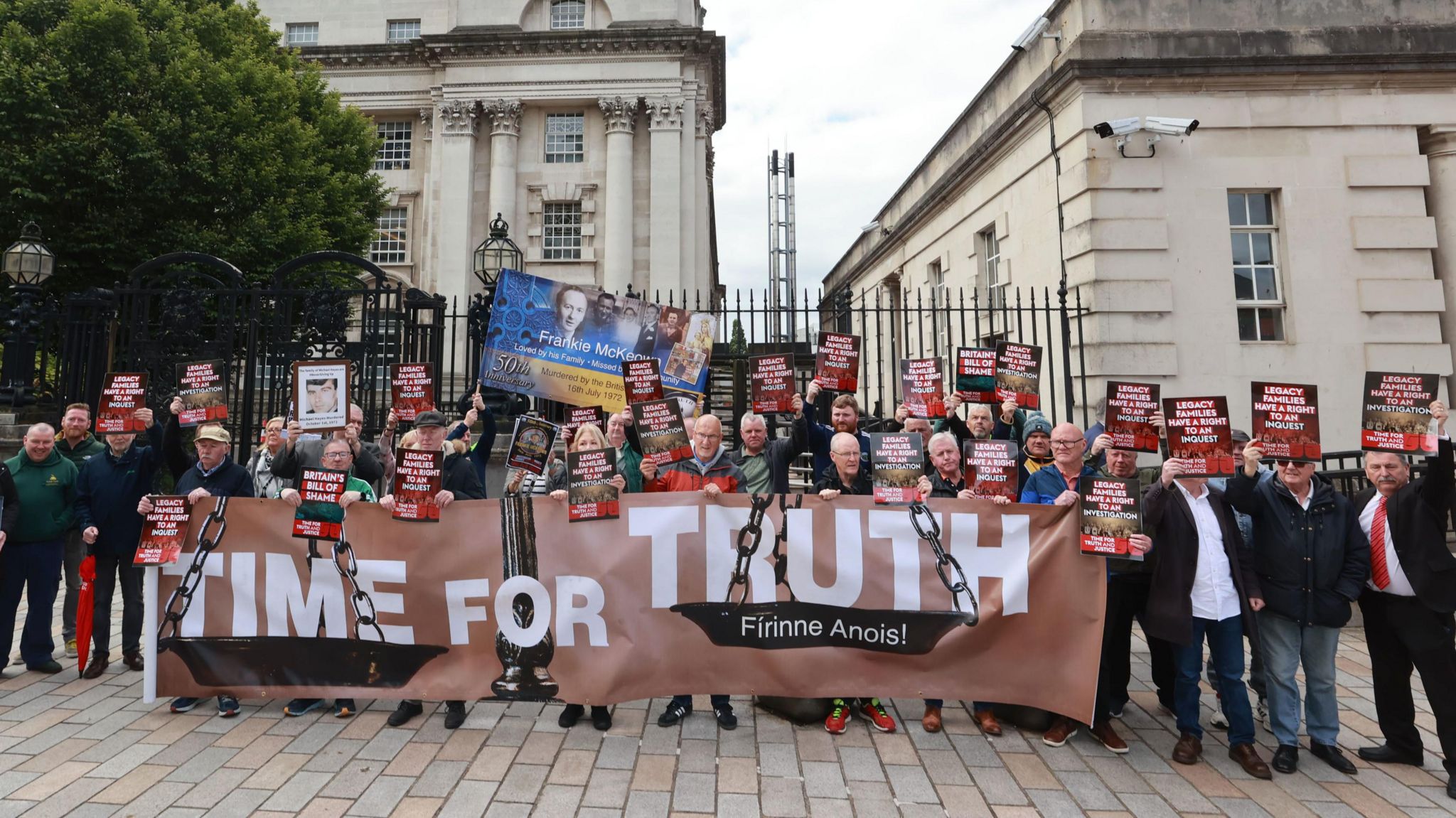Campaigners who are challenging the Legacy Act demonstrated outside the court