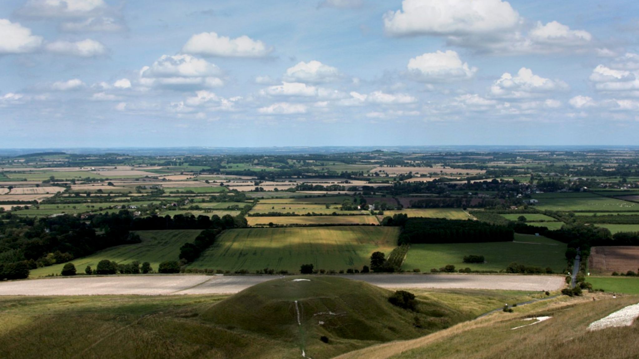 North Wessex Downs landscape seen from above showing hills and fields