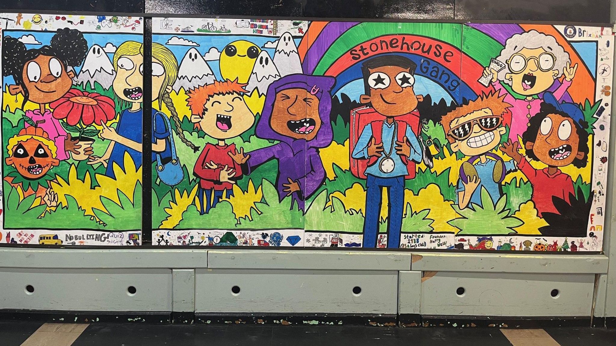 A mural of The Stonehouse Gang