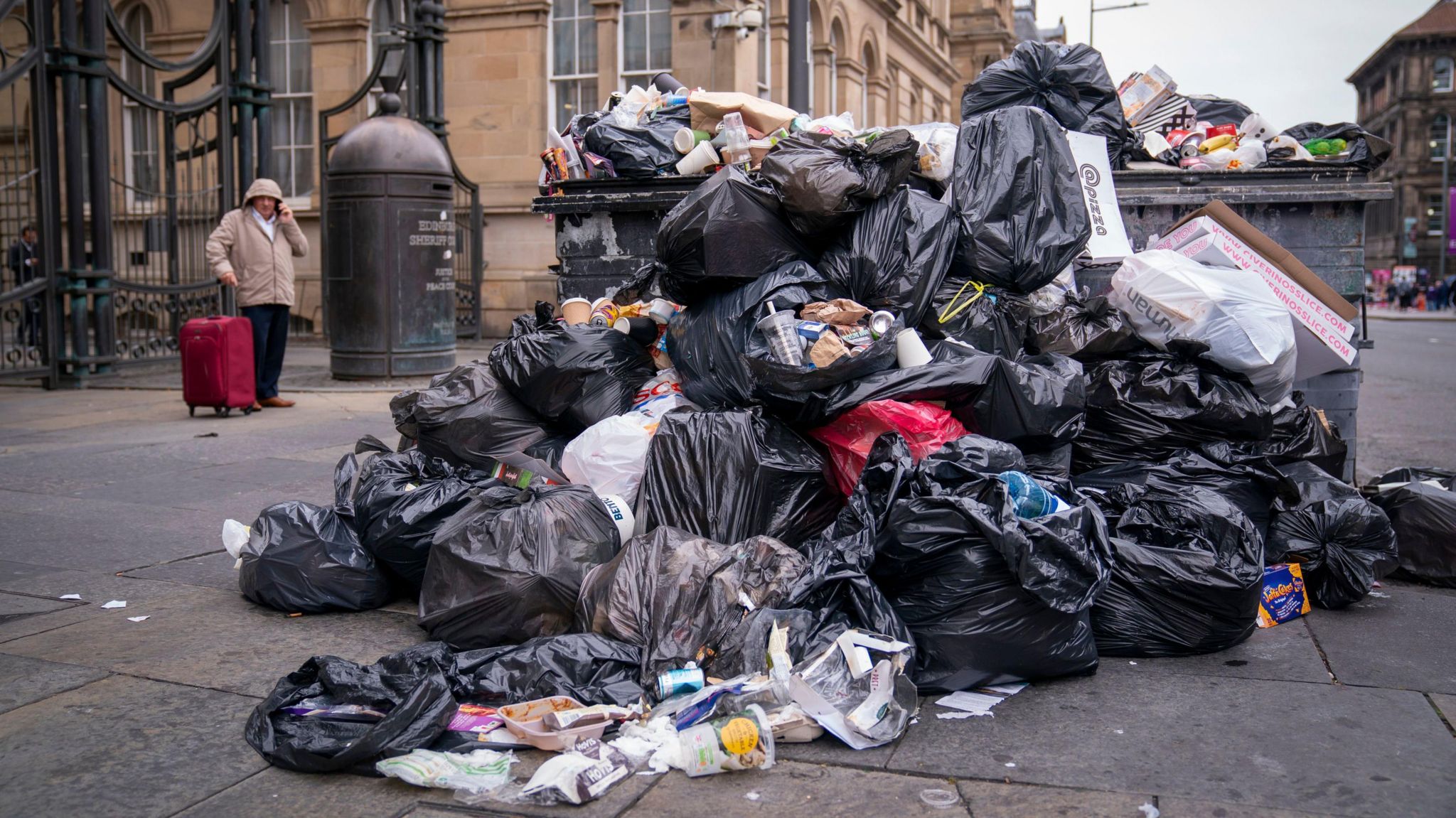 Rubbish piled up on Chambers Street