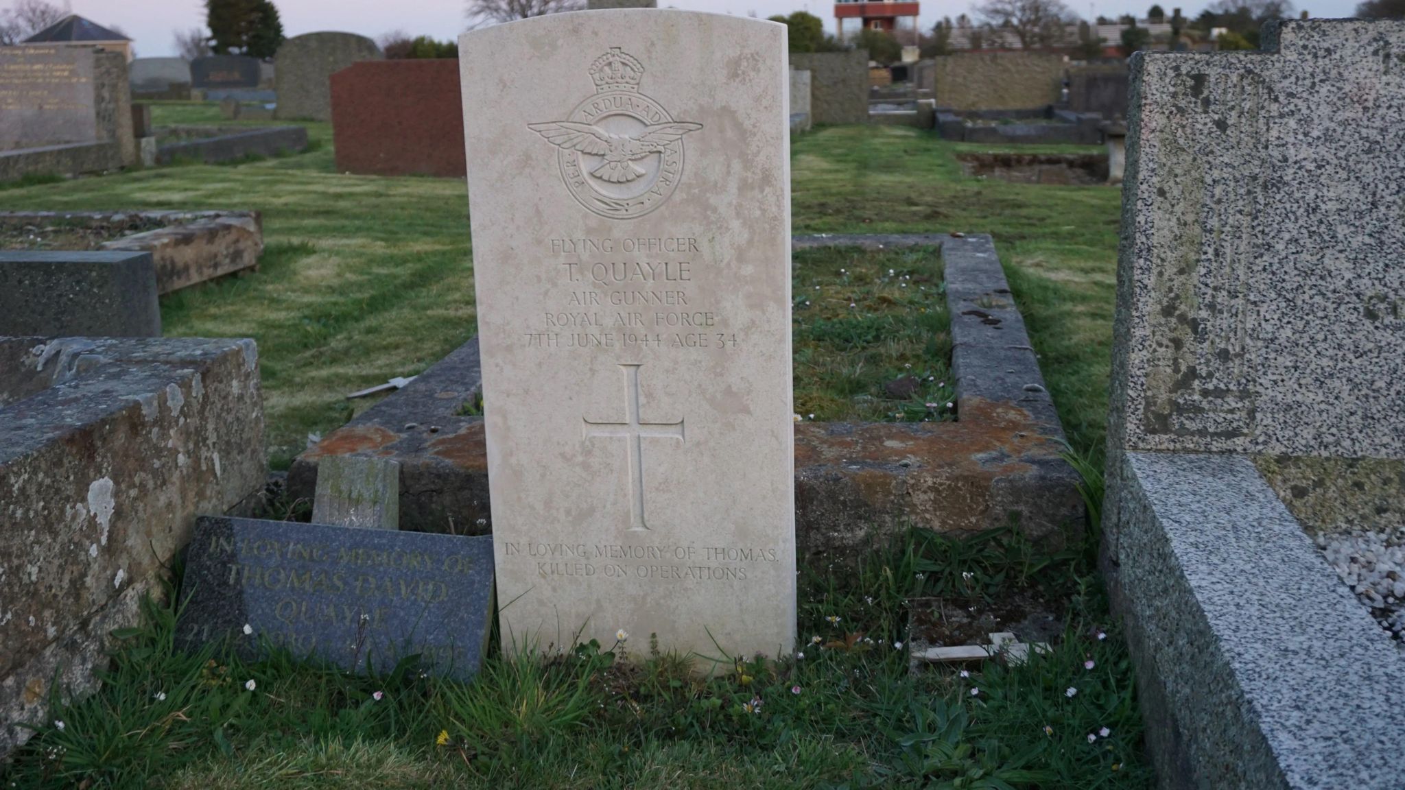 A well-kept gravestone of Thomas Quayle