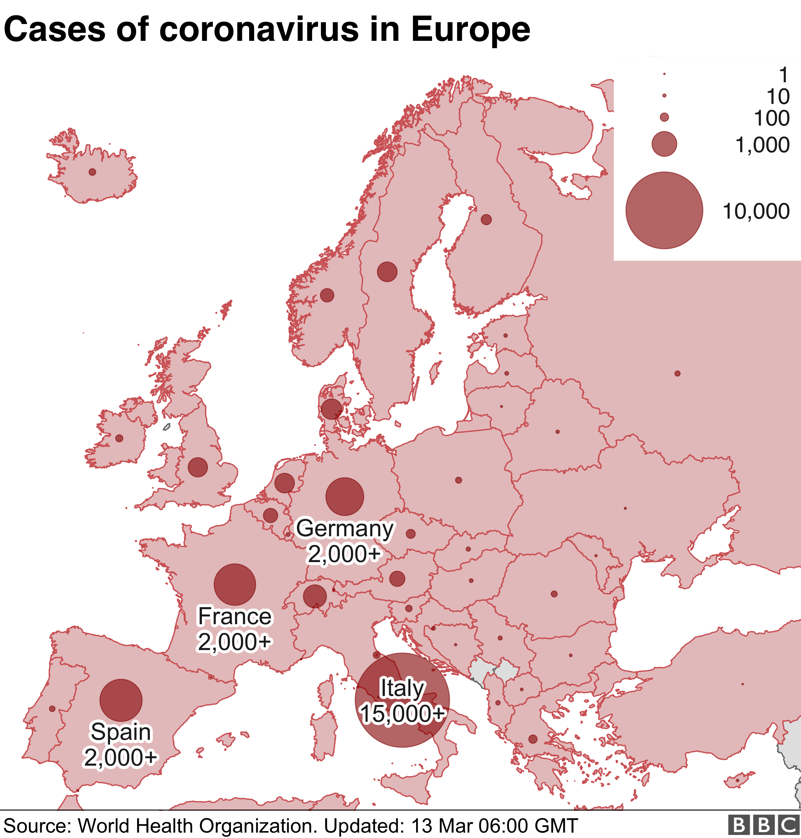 Map of European cases