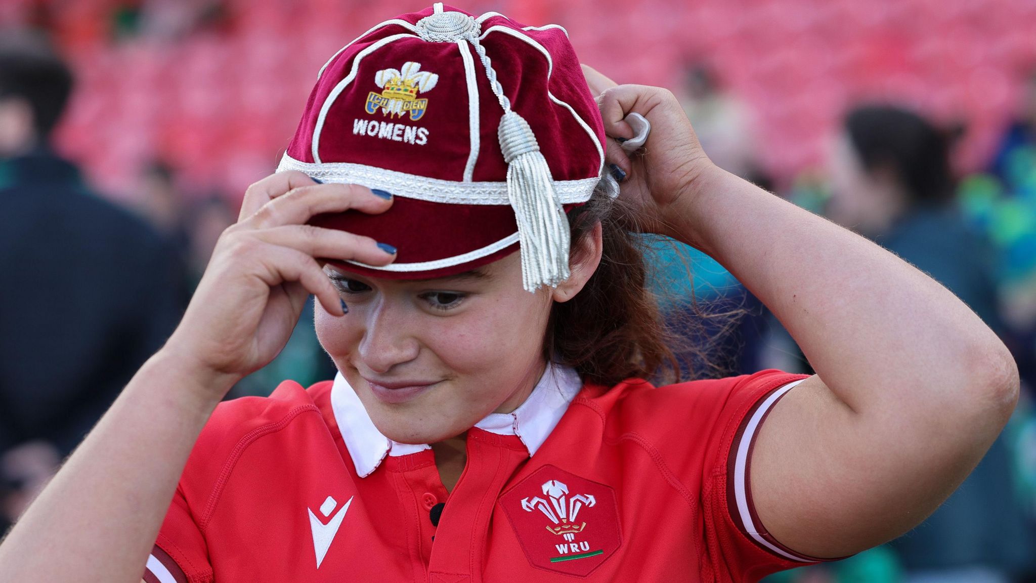 Gwennan Hopkins wears her first Wales cap