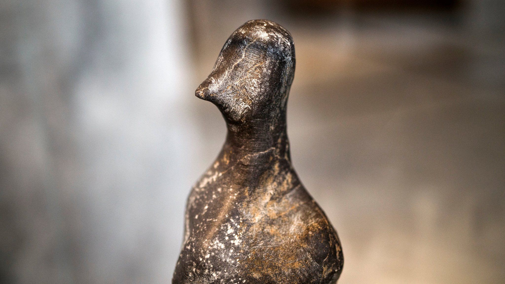 A 7,000-year-old Neolithic statuette on temporary show at the National Archaeological Museum in Athens, Greece, on 10 February 2017