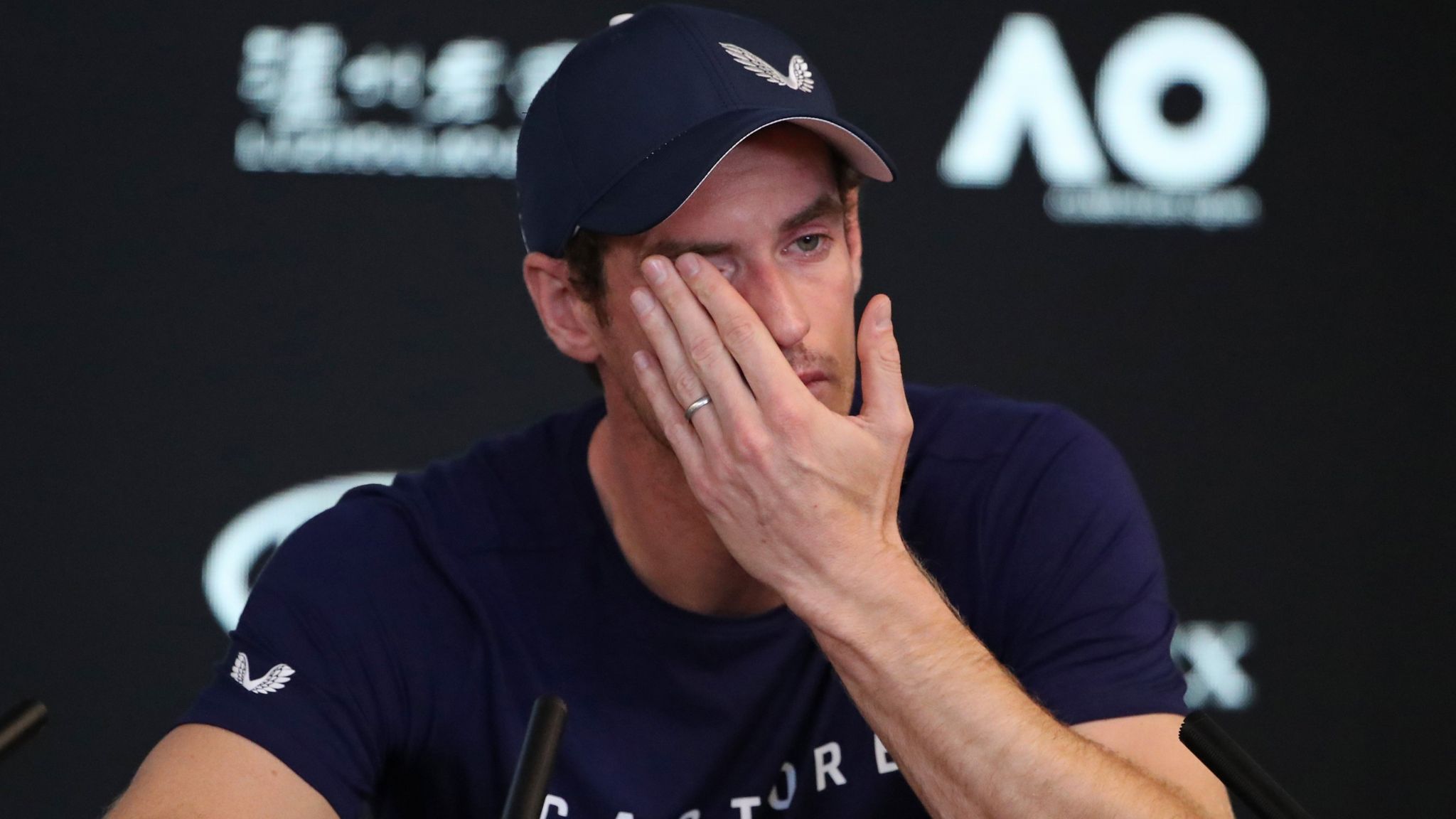 Andy Murray at an emotional Australian Open news conference in 2019