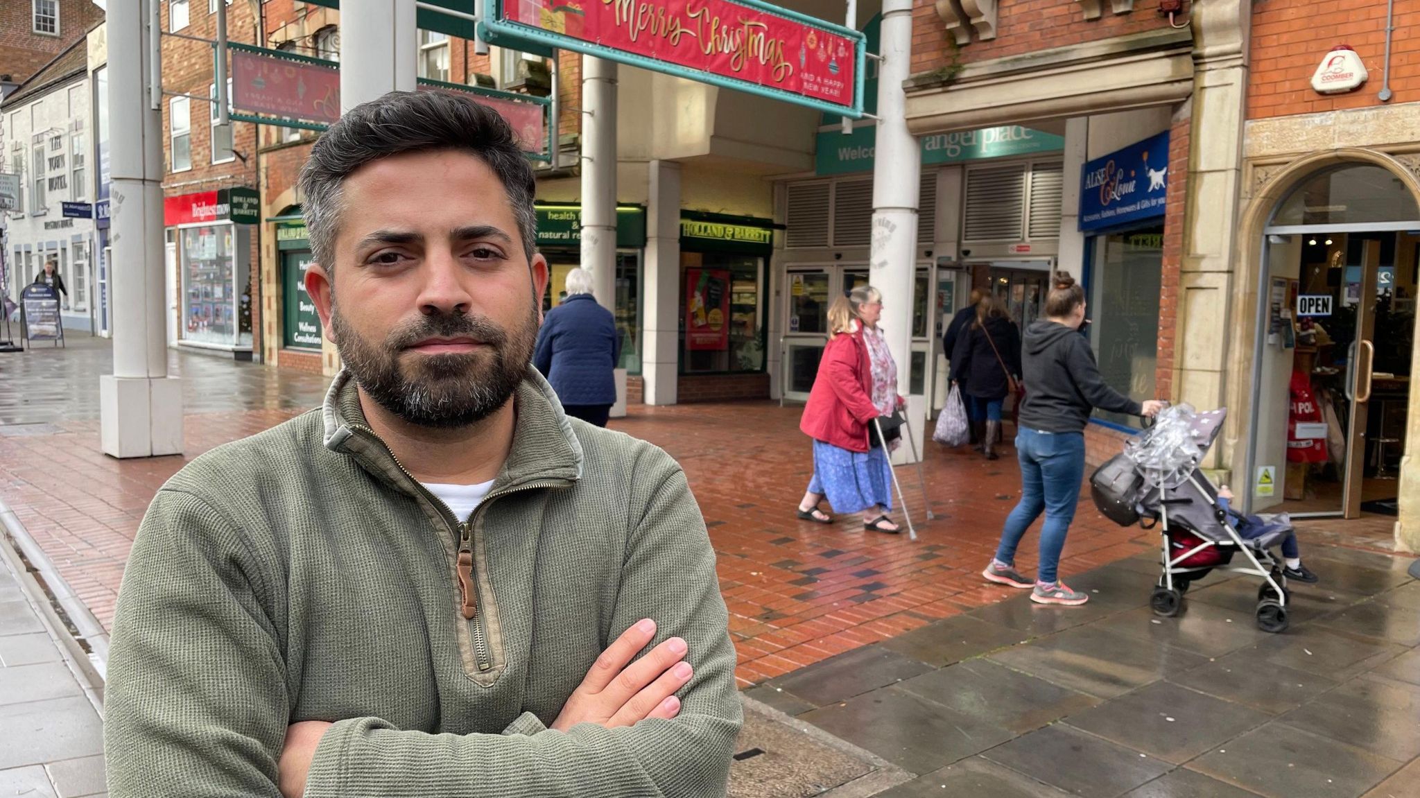 A photo of Bridgwater Chamber of Commerce Manager Diogo Rodrigues in front of Angel Place