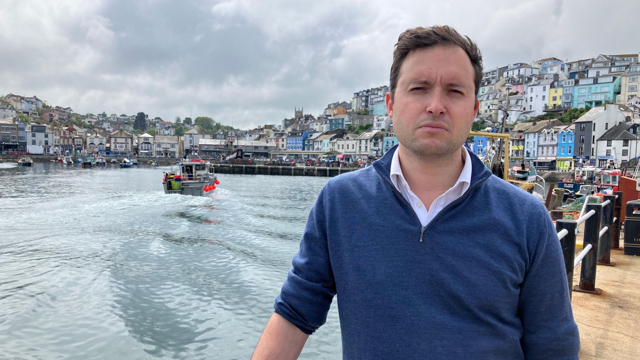 Totnes MP Anthony Mangnall in Brixham