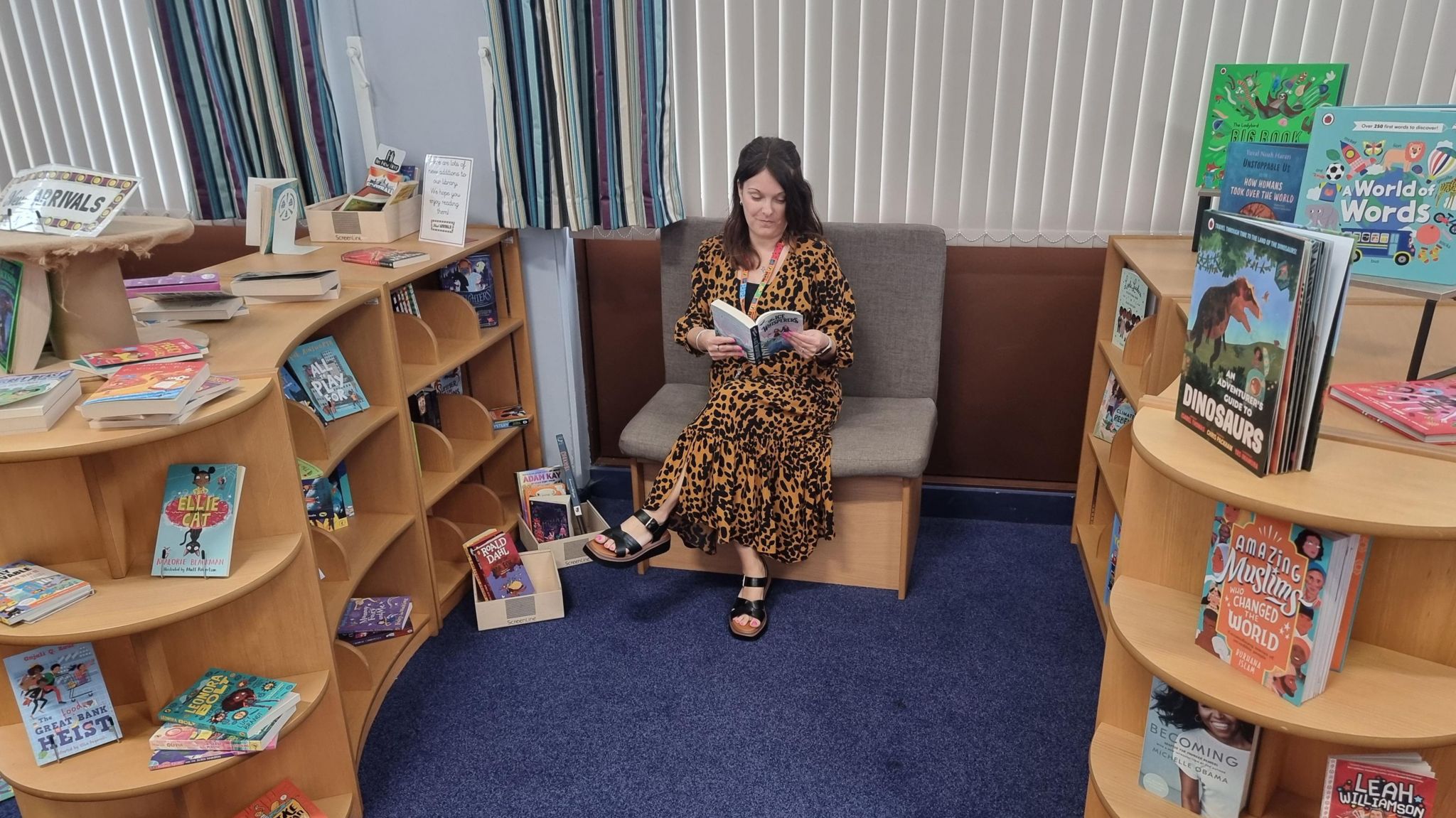 Laura Hughes, assistant headteacher at Carrwood Primary School in Holmewood, Bradford, enjoys the new library space.